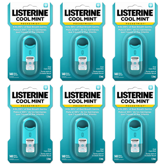Listerine Cool Mint Pocketmist, Oral Care Mist for Fresh Breath, Non-Aerosol Sugar-Free Minty Bad Breath Refresher Spray to Kill 99% of Bad Breath Germs, Portable, Cool Mint Flavor, 7.7 mL