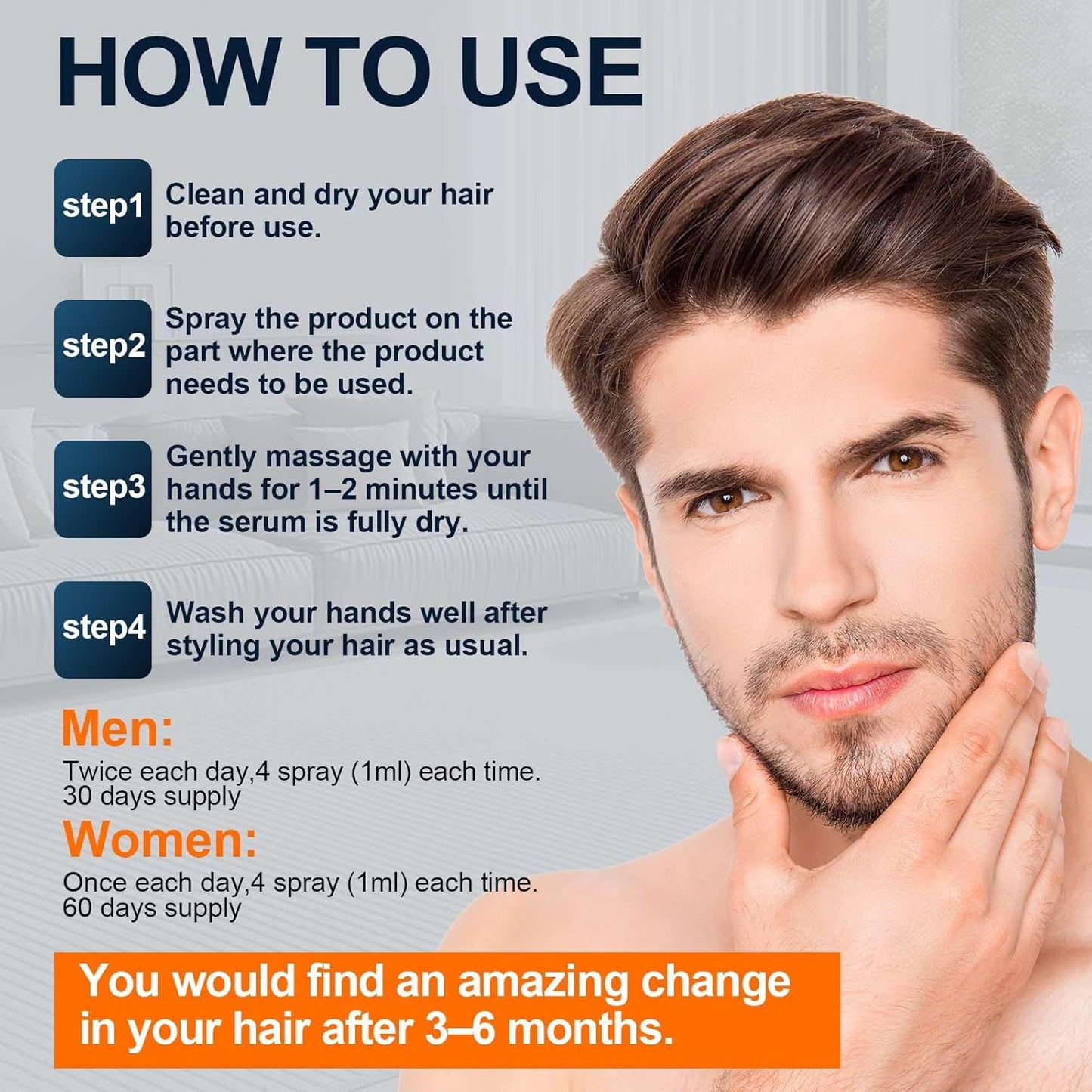 5% Minoxidil Spray for Men & Women - Extra Strength Hair Growth Solution with Biotin, 3.38 Fl. Oz