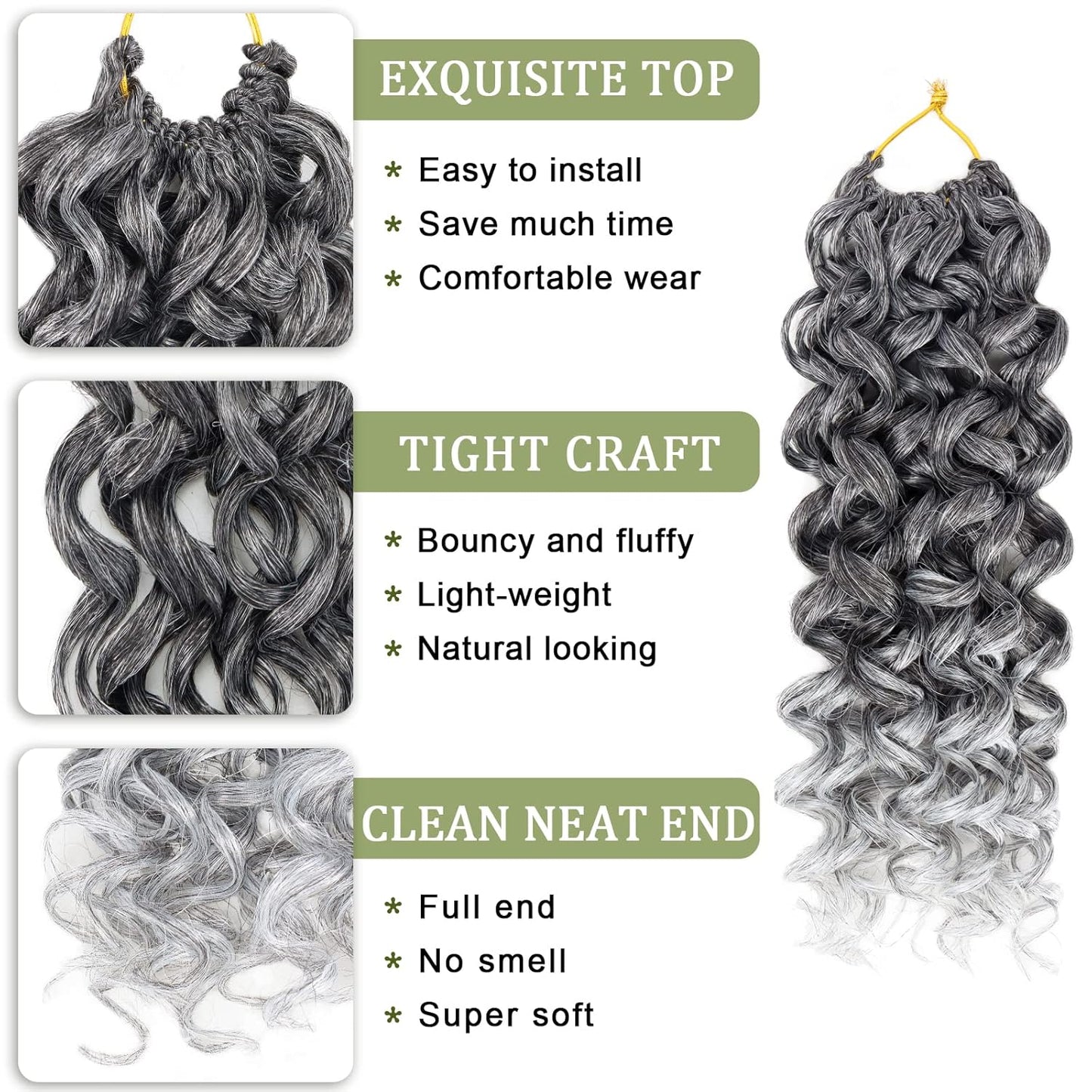 GoGo Curl Crochet Hair 10 Inch - 8 Packs Ombre Brown Water Wave Extensions for Black Women