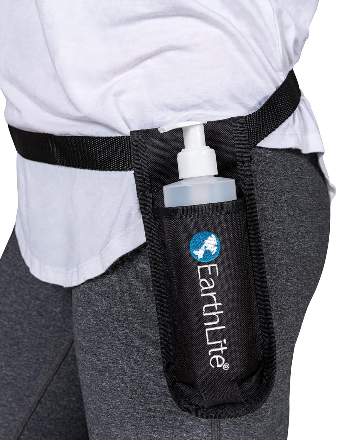 EARTHLITE Double Holster Massage Bottle Kit - 2 Heavy-Duty 8oz Bottles & Adjustable Strap for Oils & Lotions