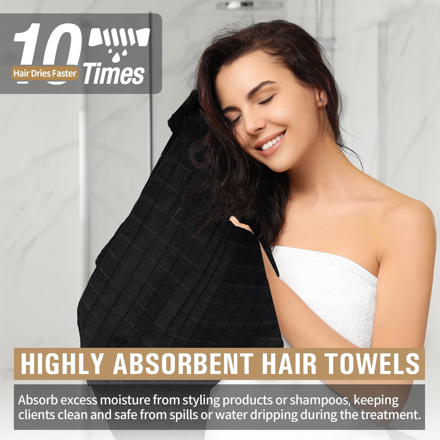 HOMERHYME Salon Towels 24 Pack, Microfiber Hand Towels for Bathroom, 16 x 27 Inches Quick Dry Hair Towel, Lint Free Towels for Spa,Yoga, Gym, Bath & Home Beauty Care (Not Bleach Proof)