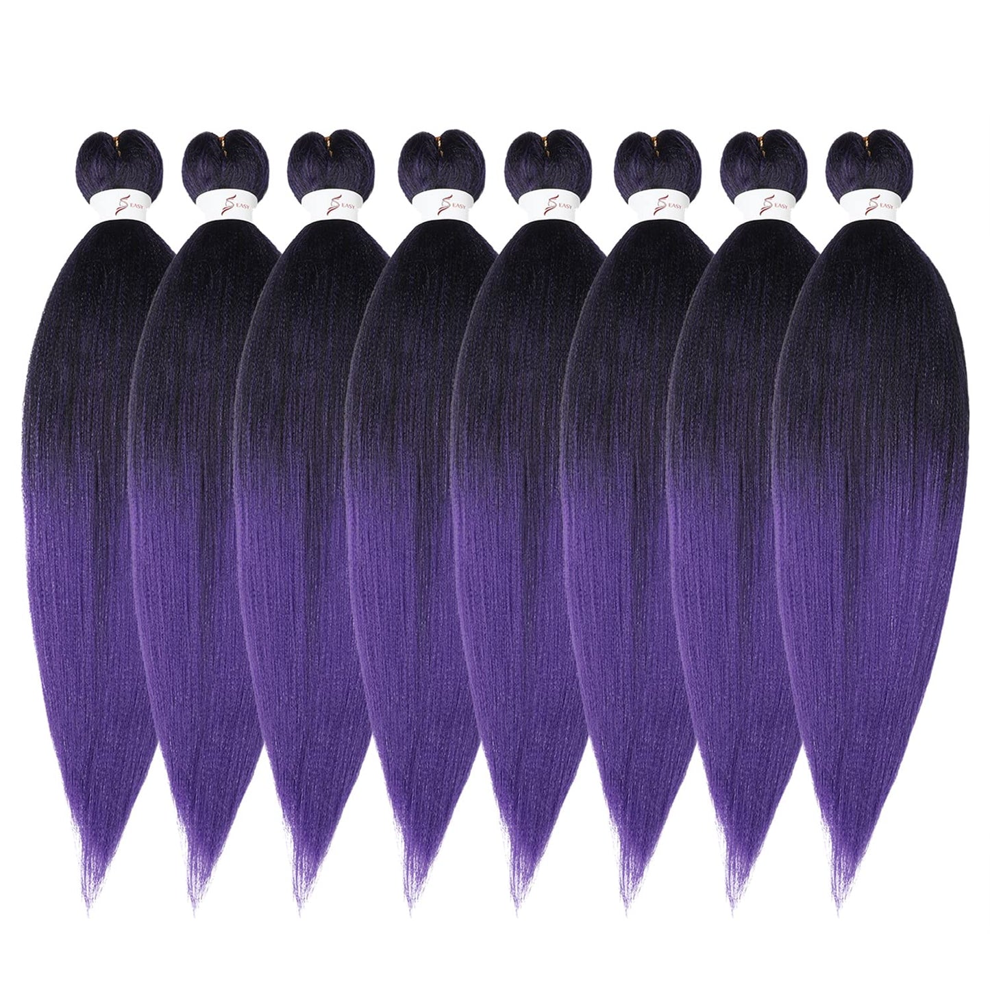 8 Packs 20-Inch Ombre Pre-Stretched Braiding Hair - Soft Yaki Texture Extensions