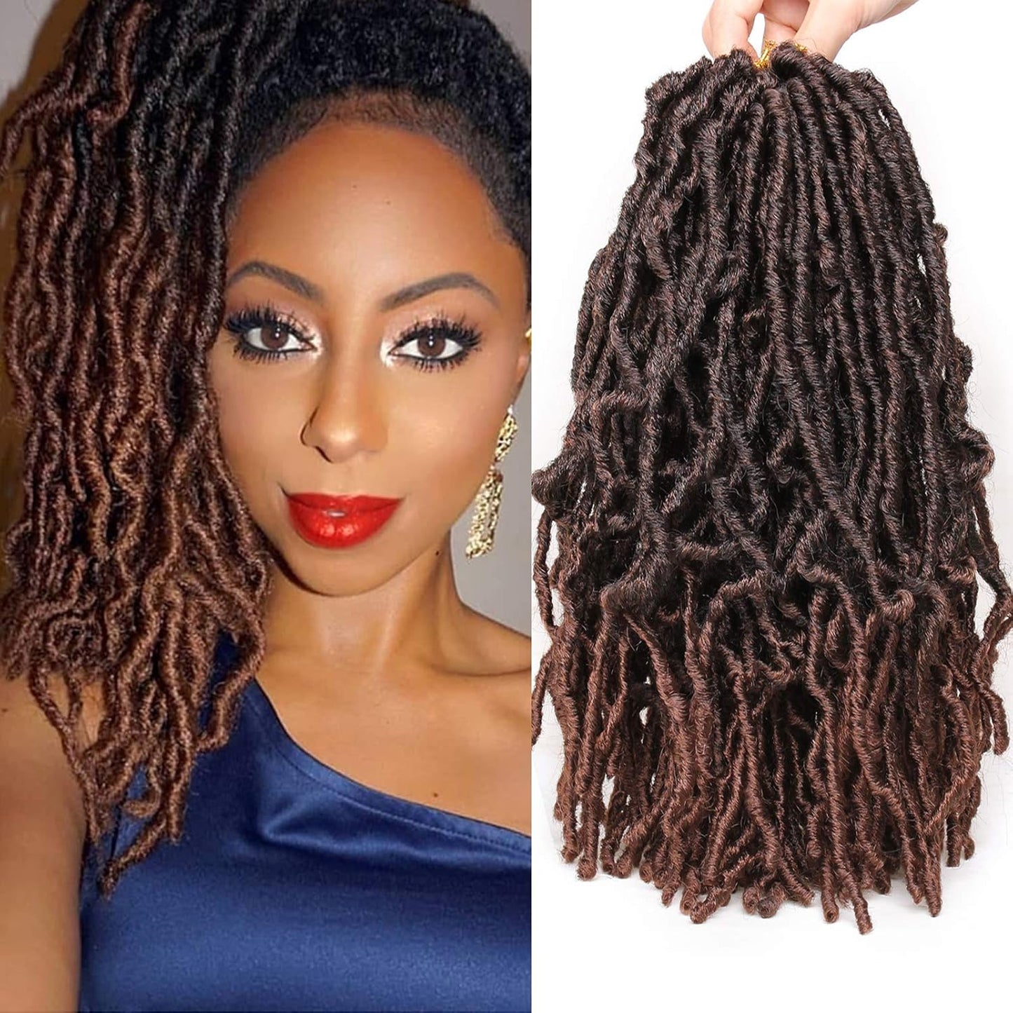 Faux Locs Crochet Hair - 18 Inch Pre-Looped 7 Packs Soft Natural Black Goddess Locs for Women