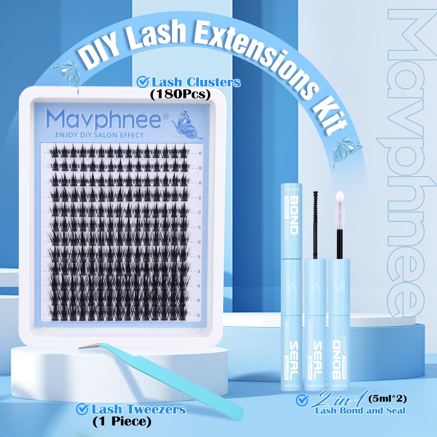 Fairy Lash Clusters Kit Manga Cluster Eyelash Extensions Kit Spiky Cluster Lashes Anime Individual Lashes Wispy Eyelash Clusters 10-16MM Natural Lash Extension Everyday DIY Lash Bond and Seal Kit