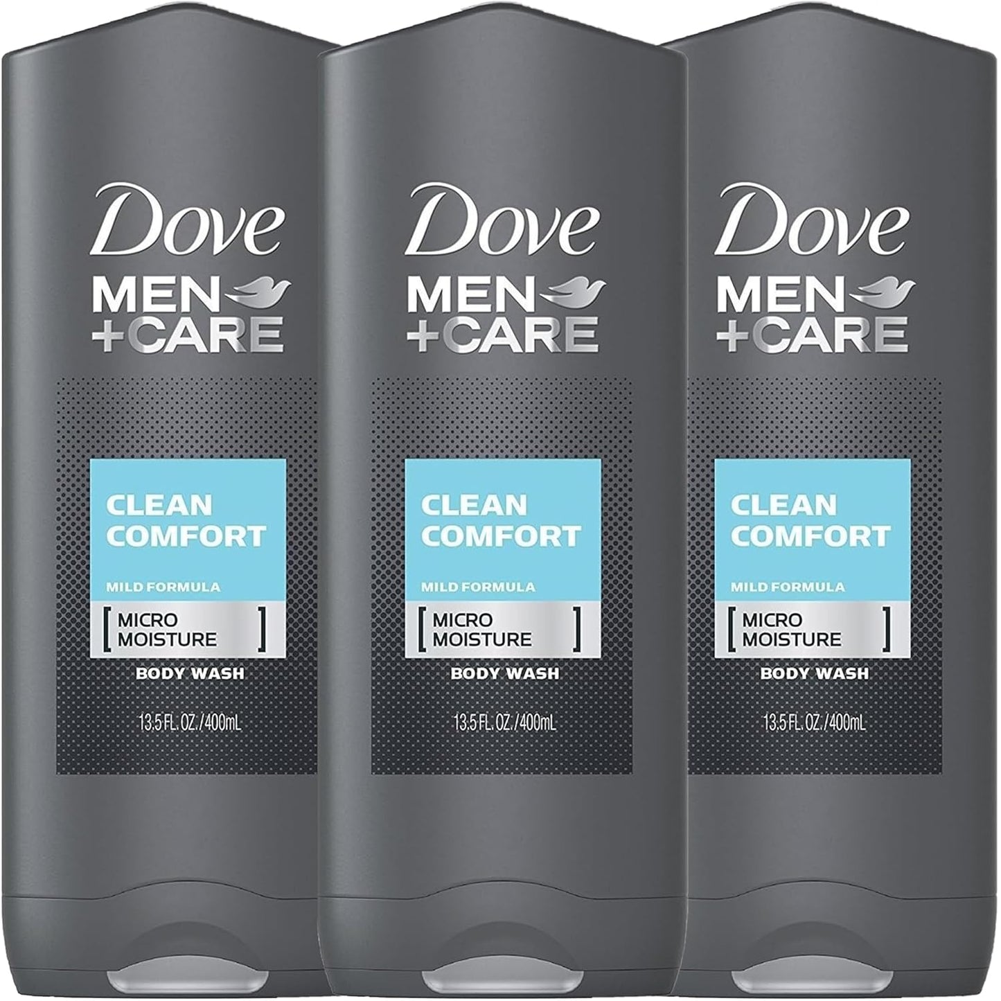 Dove Men+Care Clean Comfort Body & Face Wash - 13.5 oz (Pack of 3) - Total 2.16 lb