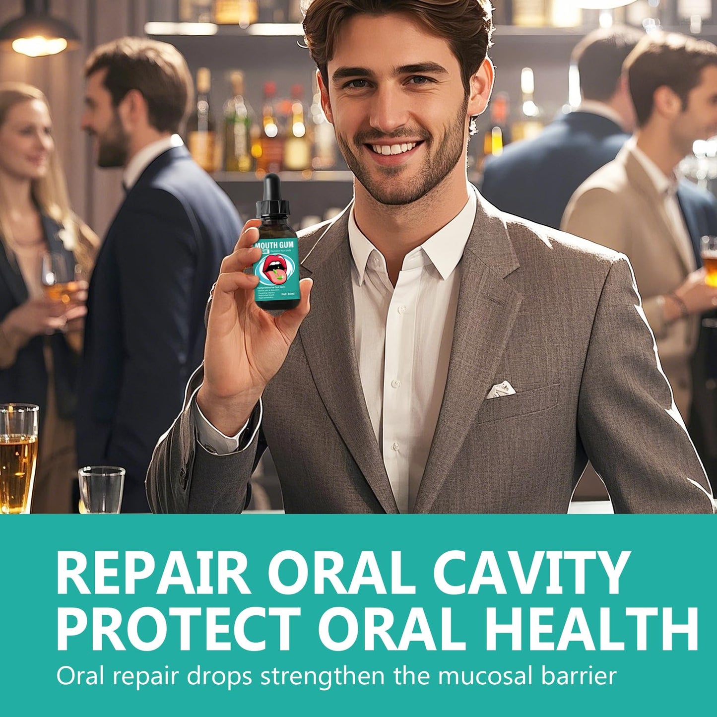 Gum Restore Drops - Natural Gum Regeneration, Fresh Breath and Portable Oral Care Solution,Combats Dry Mouth, Halitosis, Tonsil Stone & Gingivitis Treatment