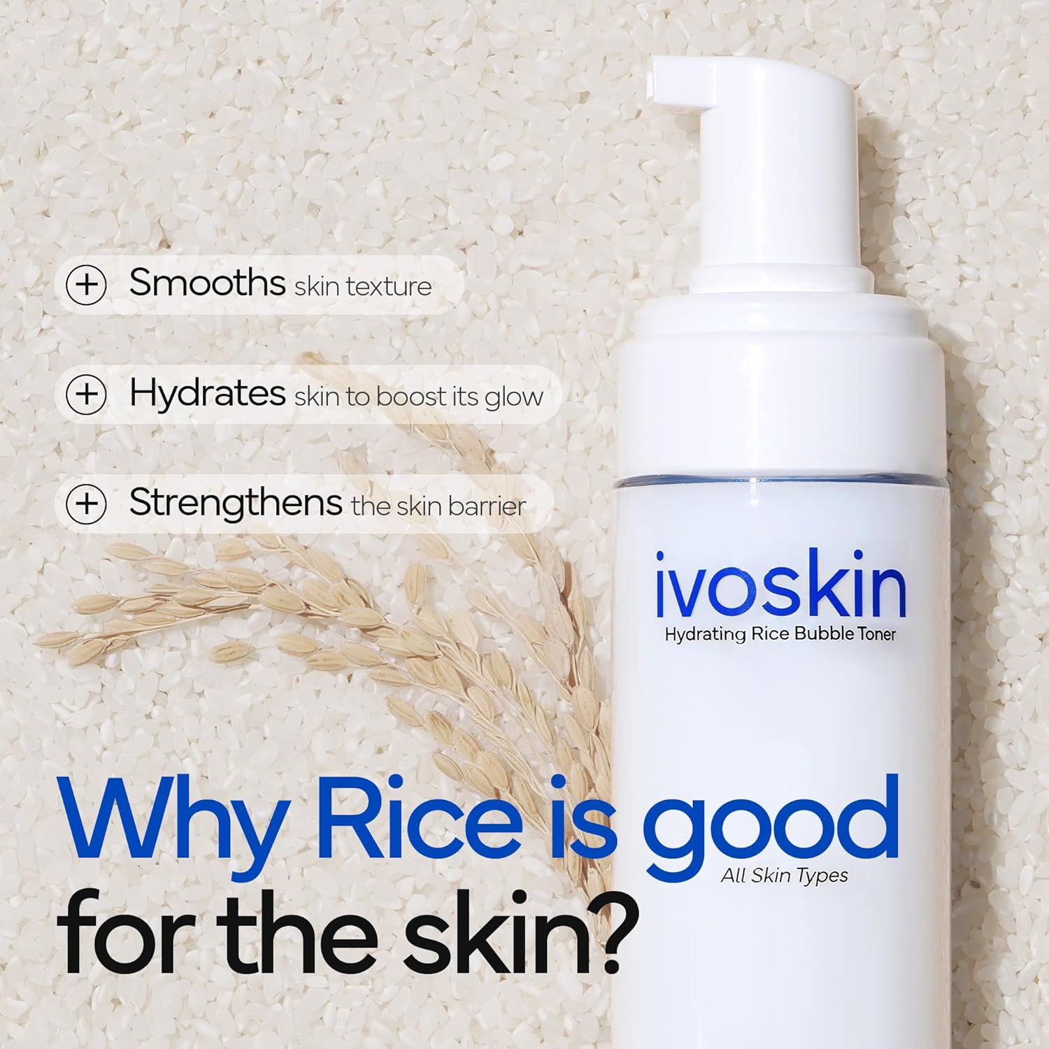 Rice Milky Foam Bubble Toner for Sensitive Skin | Hydrating & Calming with Niacinamide & Rice Extract (150ml)