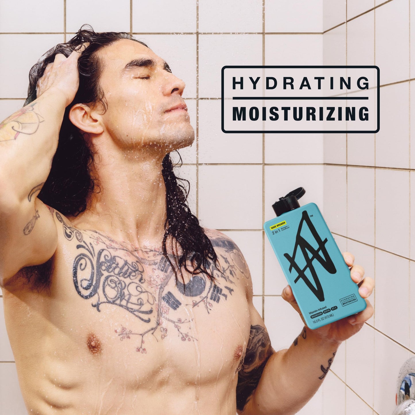 W by Jake Paul Hydrating Mens Shampoo and Conditioner 2 in 1 for All Hair Types, Vitamin-Infused, No Artificial Dyes, Wave Breaker, 16 fl oz