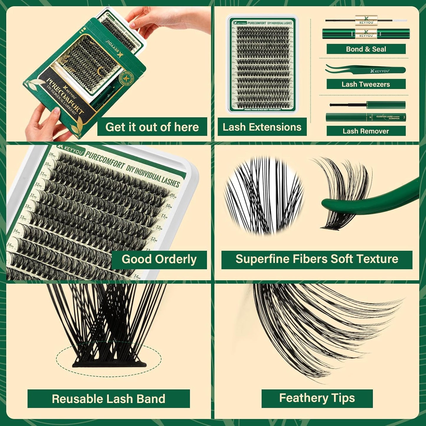 DIY Lash Extension Kit - 280 Soft Cluster Lashes, 100D Curl, Easy Application with Bond & Seal