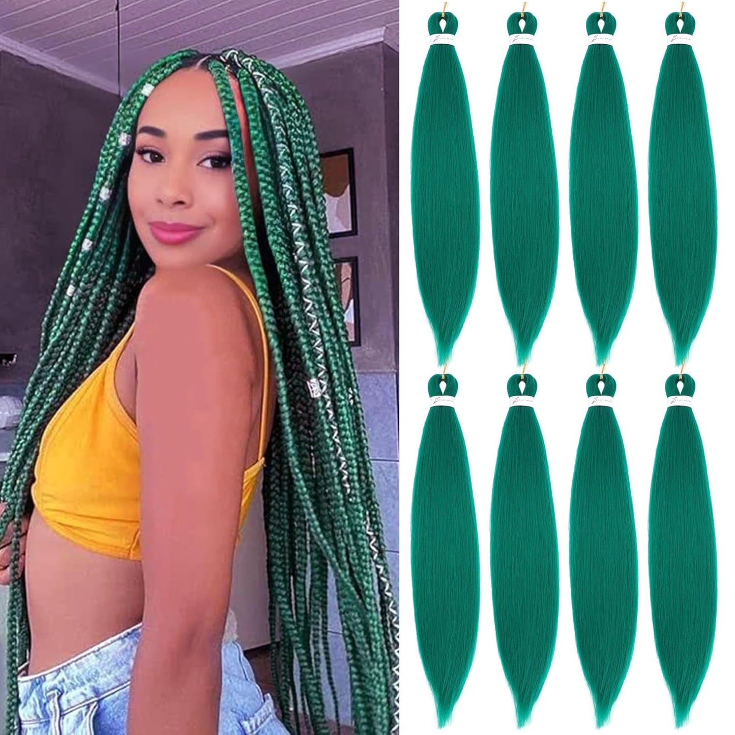 24-Inch Pre-Stretched Braiding Hair - 8 Packs Soft Yaki Texture for Crochet & Twists