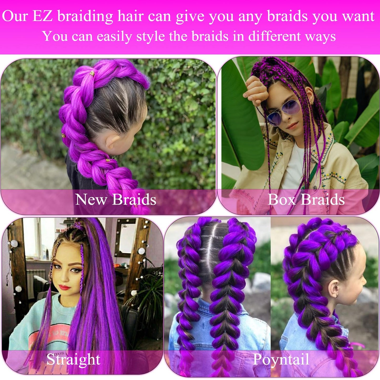 24-Inch Pre-Stretched Braiding Hair - 8 Packs Soft Yaki Texture for Crochet & Twists