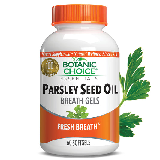 Botanic Choice Parsley Seed Oil-for Bad Breath from Odor-Causing Foods-Odor Neutralizer from Within-Breath Freshener gels-60 Softgels