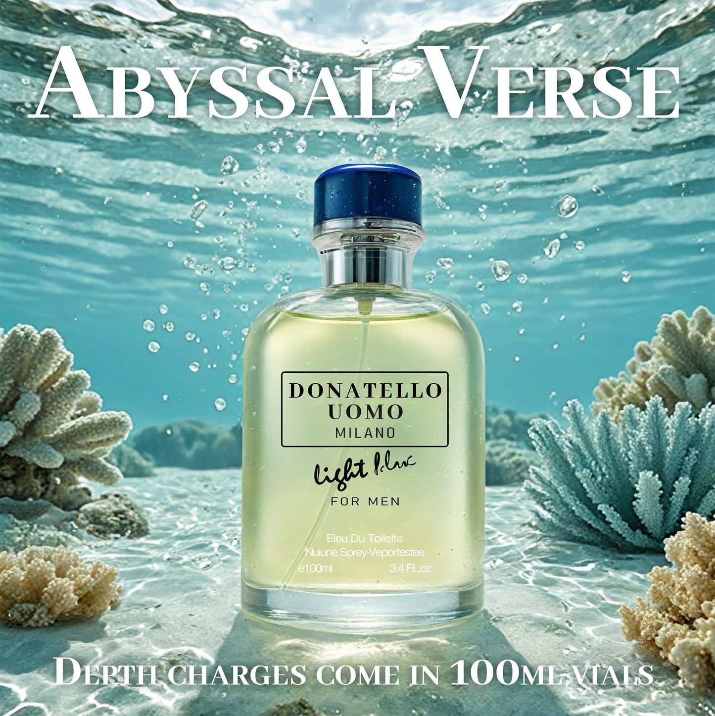 AFLUXE Men Cologne 4-Piece Combo Set (Choco/Milano/Billion/Donatello Uomo Light Blue) Each 100ml Eau de Toilette/Parfume Spray Premium Men Perfume Set Long Lasting Fragrance for Daily Use