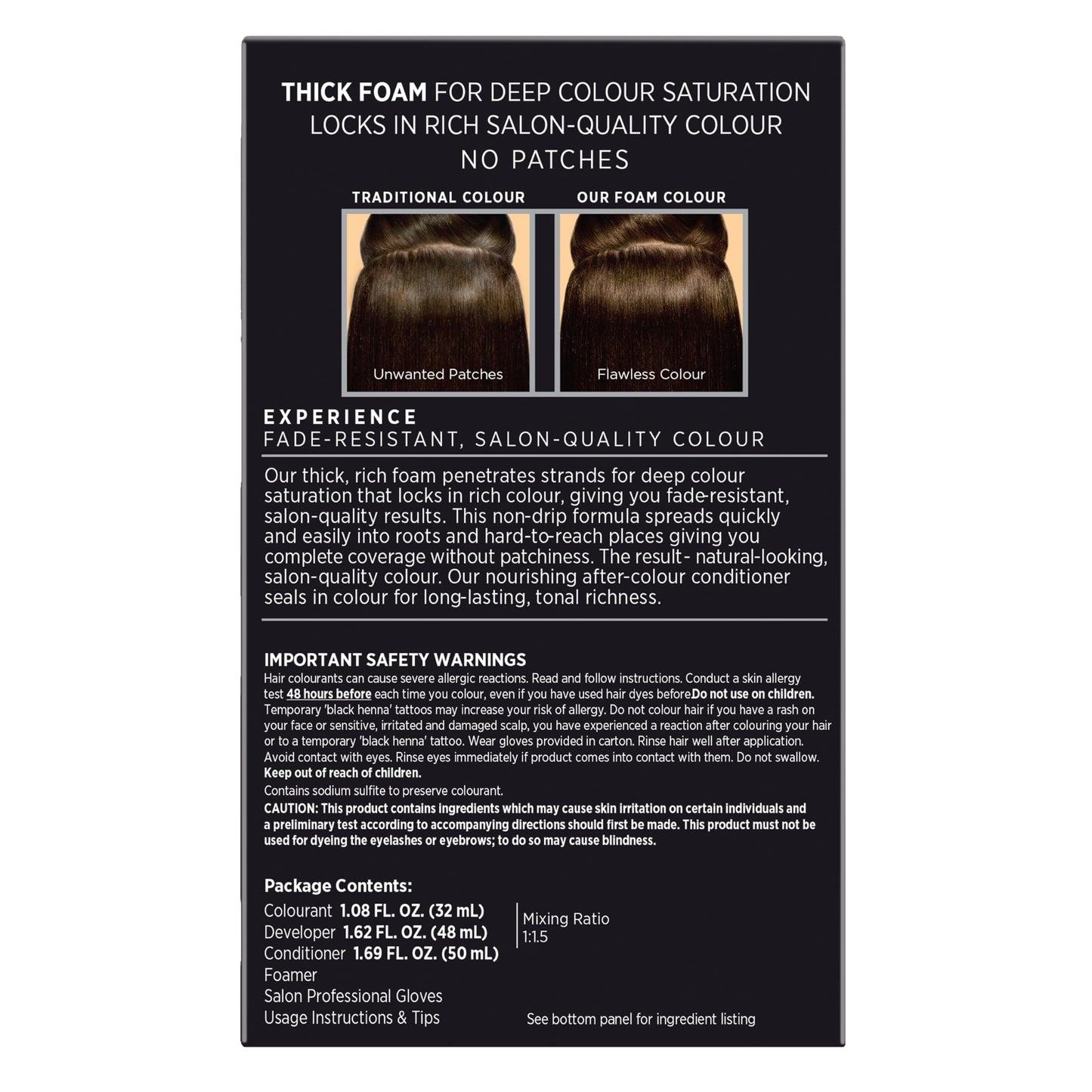 John Frieda Precision Foam Colour, Dark Natural Brown 4N, Full-coverage Hair Color Kit, Anti-Fade Gray Coverage, Deep Color Saturation Hair Dye, 1 Application