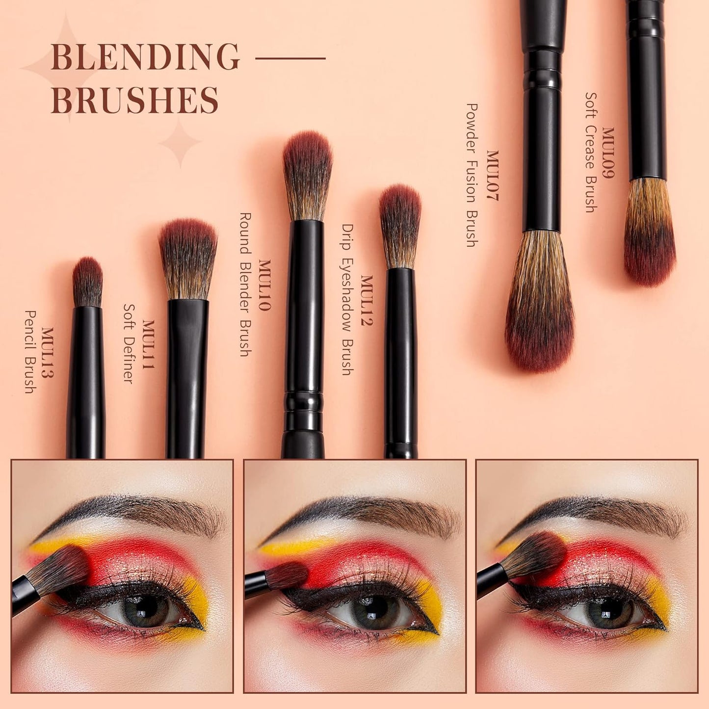 Vegan Makeup Brush Set - 16pcs Premium Synthetic Eye Brushes for Blending, Eyeliner & Concealer