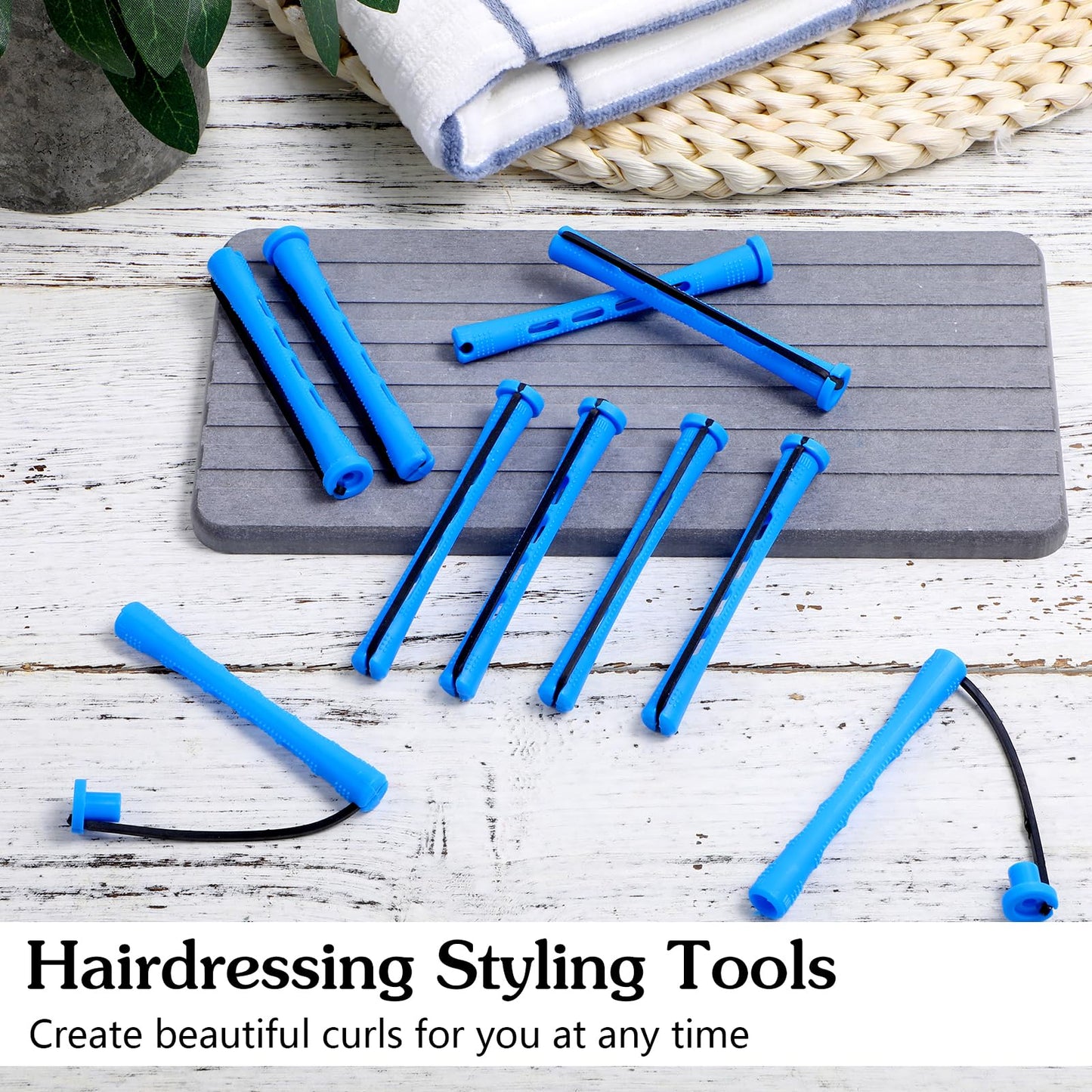 20 Pcs Perm Rods For Short Hair Small Plastic Hair Perming Rods And Rollers Curling Roller Perm Rod Medium For Long Hairs (Blue, 0.35 Inches)