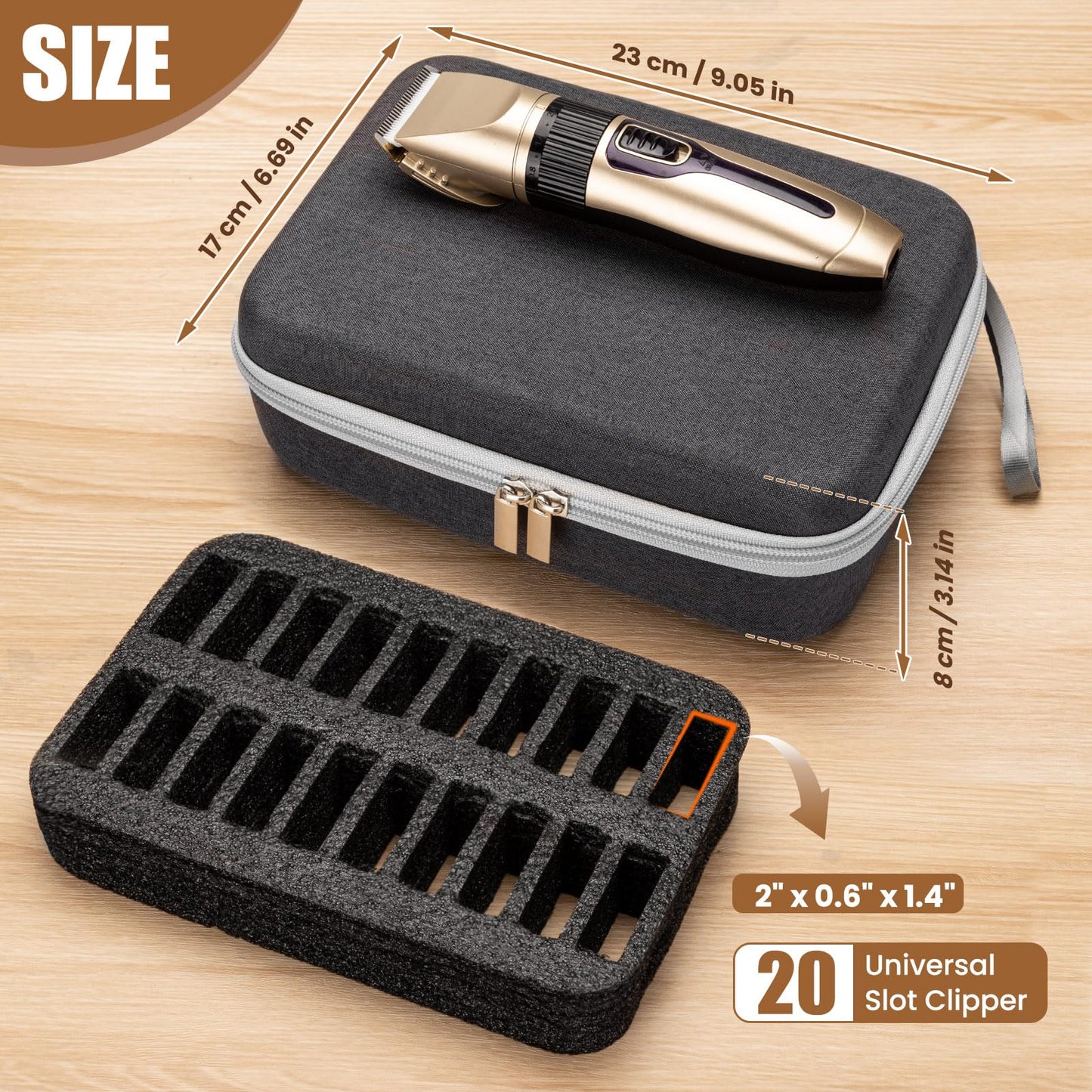 Noverlife Hair Clipper Guard Blades Holder Case, Barber Guard Storage Bag for 20 Metal Blades Hard Storage Travel Case