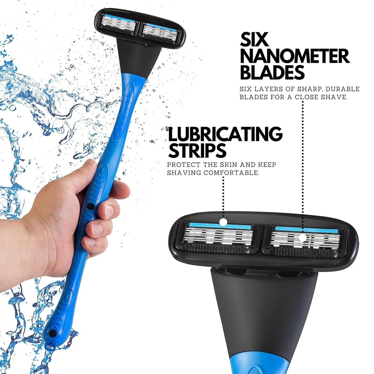 Metablade Back Shaver for Men - Long Handle Body Hair Remover with Replaceable Blades
