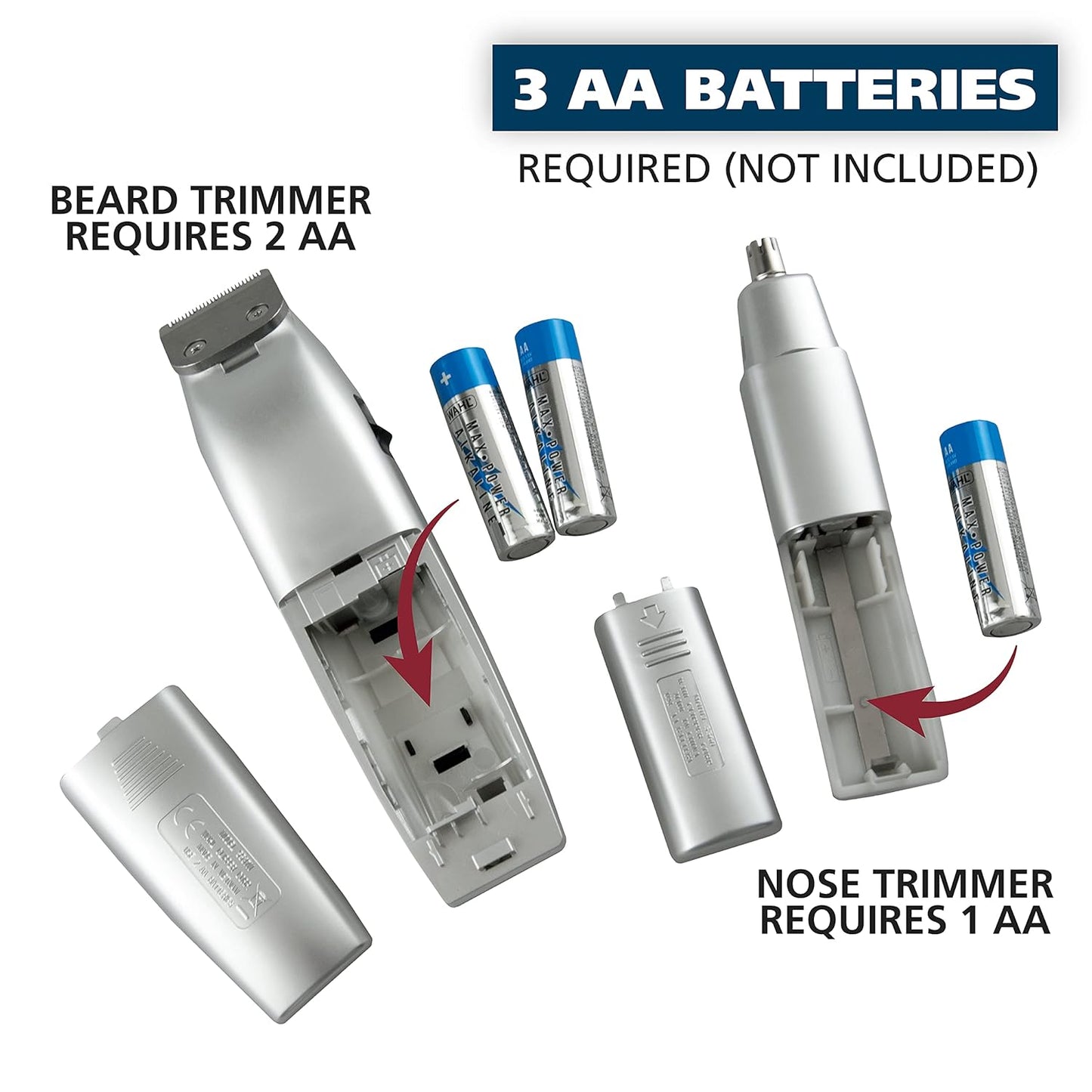 Wahl Beard Trimmer for Men - Battery Operated Grooming Set with Nose & Ear Trimmer - Model 5537-420