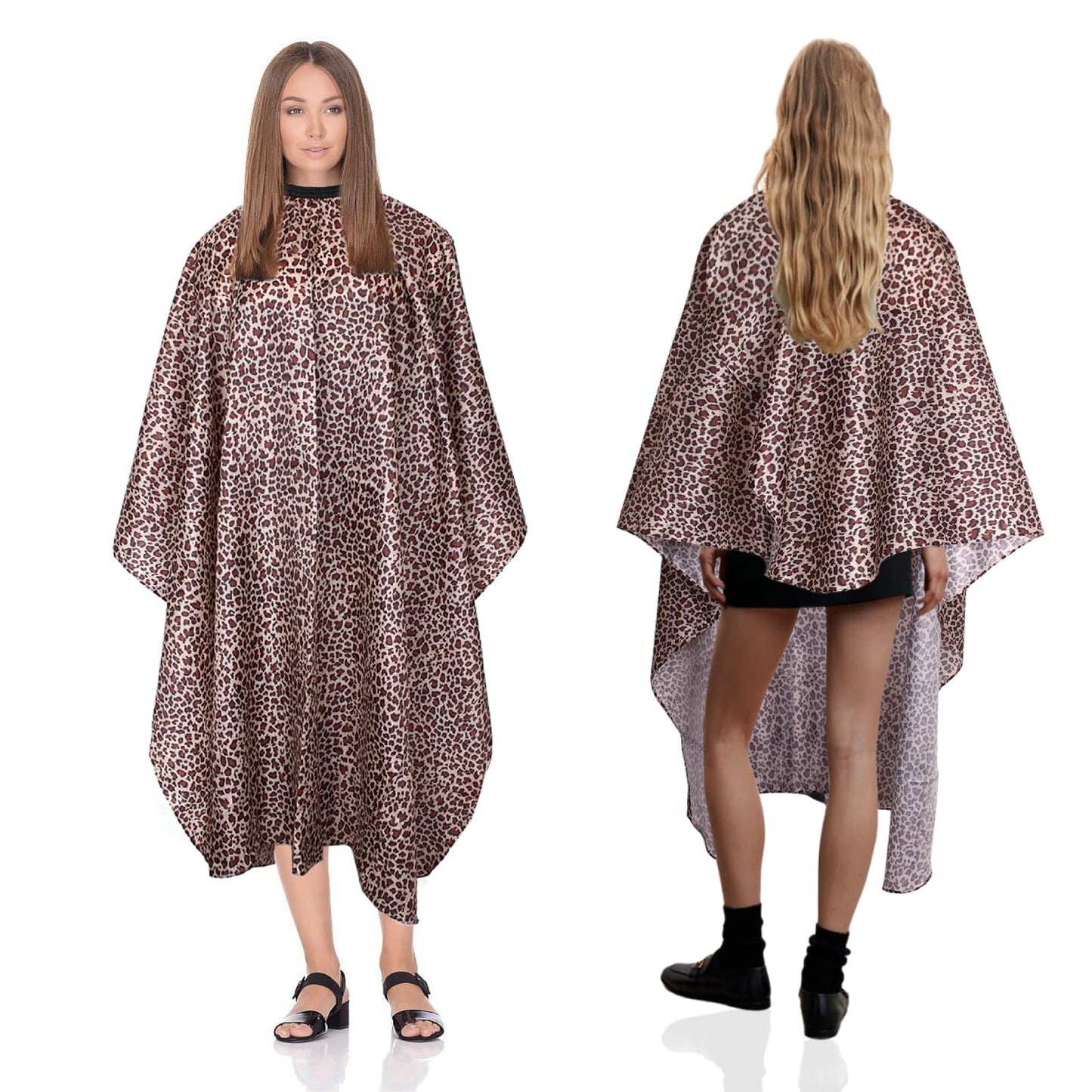 Waterproof Leopard Hair Cutting Cape - 64" x 56" Salon Cape with Adjustable Neckline for Professional Stylists and Home Use