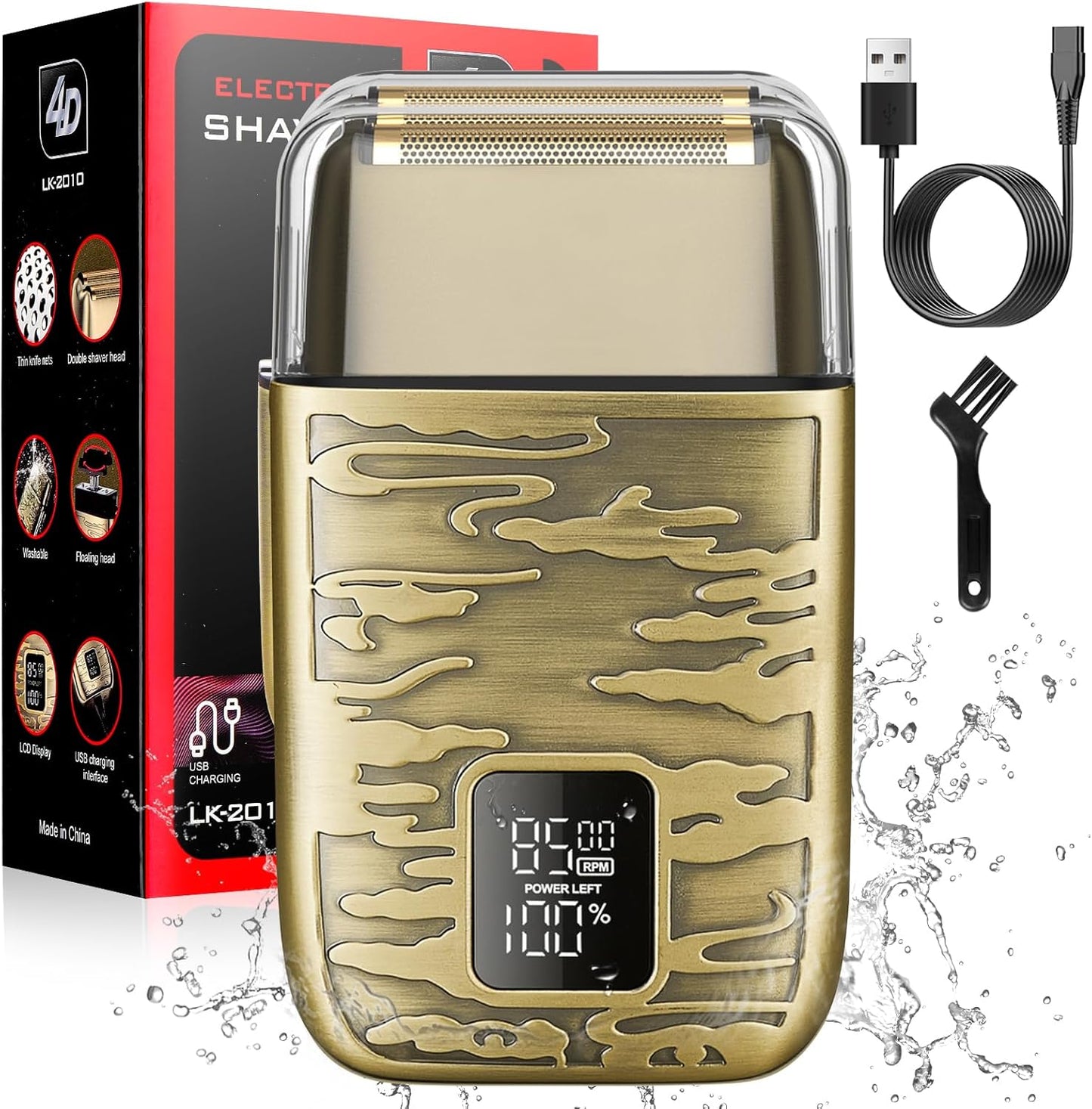Powerful Foil Bald Shaver for Men - Cordless Electric Razor & Beard Trimmer with LED Display