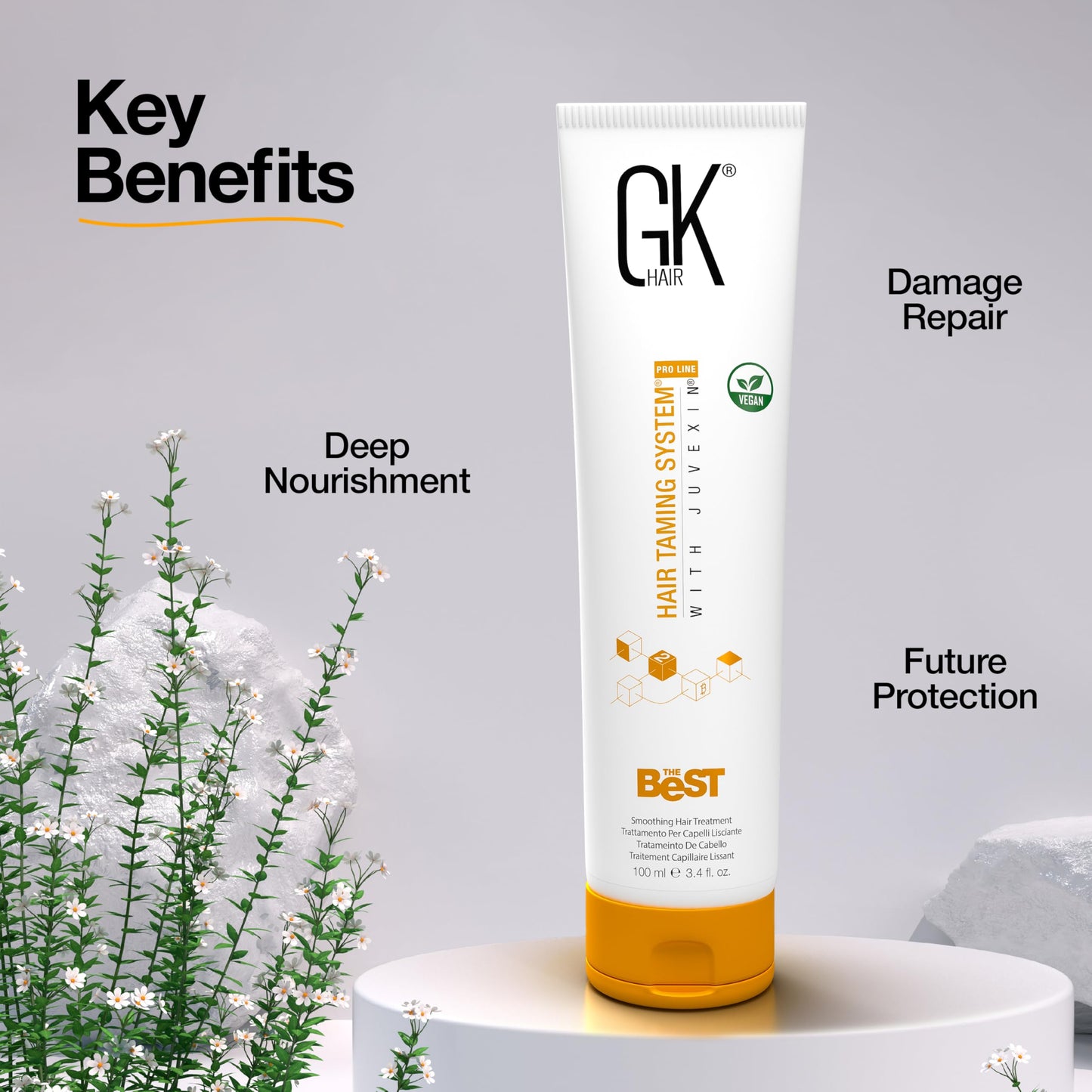 Keratin Hair Treatment Frizz Control Salon Smoothing Long Lasting Cream for All Frizzy Free Curly Dry Damaged - Professional Brazilian Complex Blowout Straightening For Silky Smooth - 3.4 Ounce