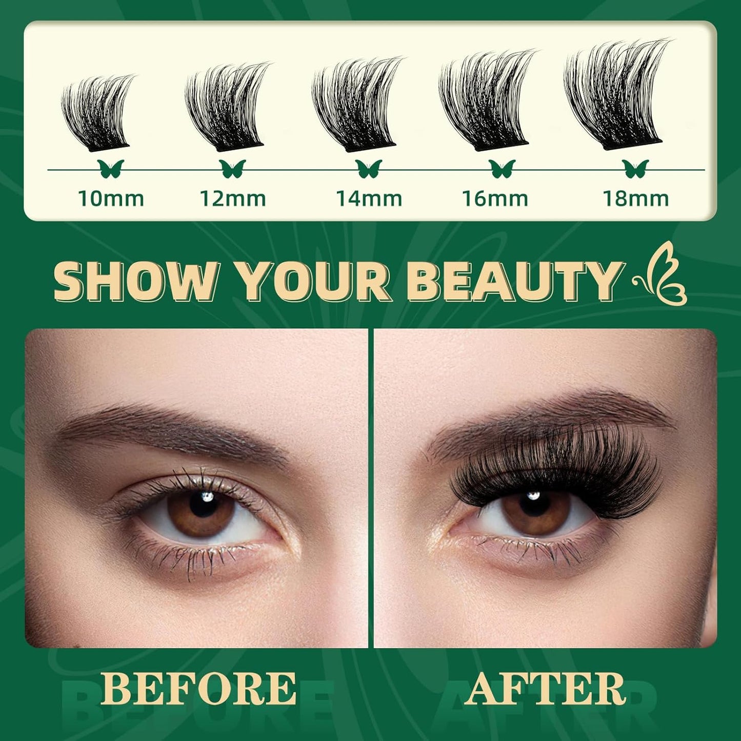 DIY Lash Extension Kit - 280 Soft Cluster Lashes, 100D Curl, Easy Application with Bond & Seal
