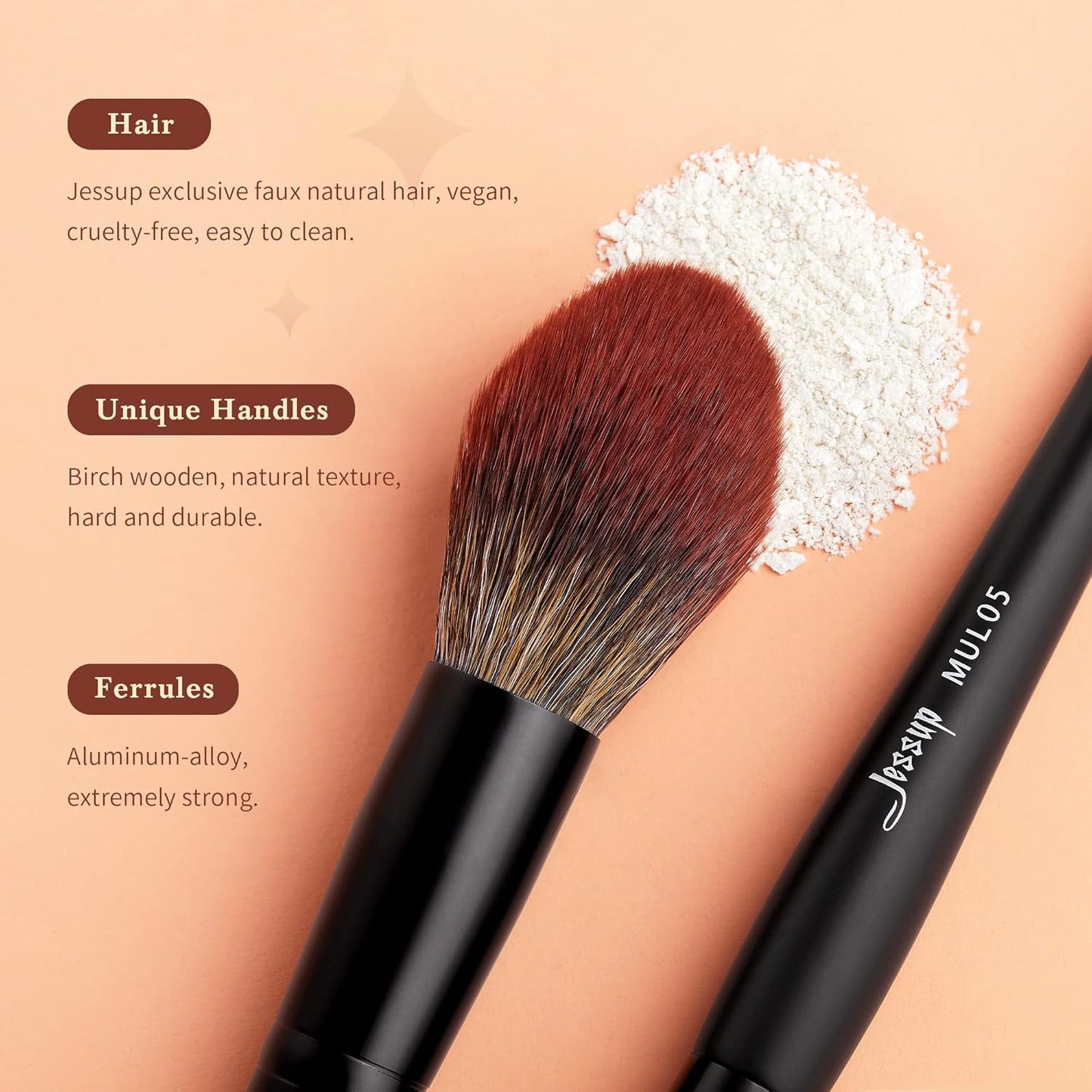 Vegan Makeup Brush Set - 16pcs Premium Synthetic Eye Brushes for Blending, Eyeliner & Concealer