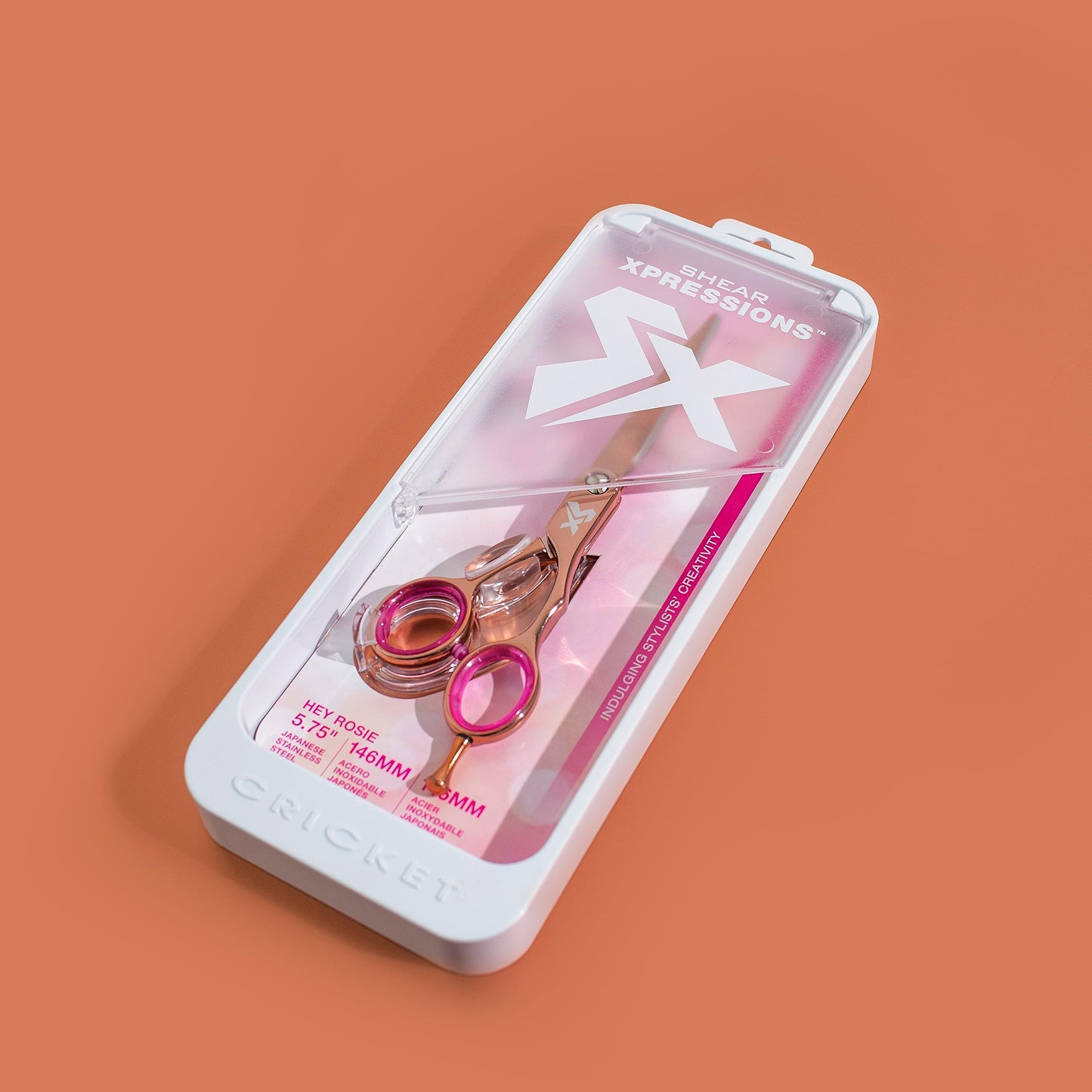 Cricket Shear Xpressions 5.75" Professional Hair Cutting Scissors - Barber Scissors, Japanese Stainless Steel, Comfort Silencer, Ideal for Stylists and Home Use, Hey Rosie - Rose Gold