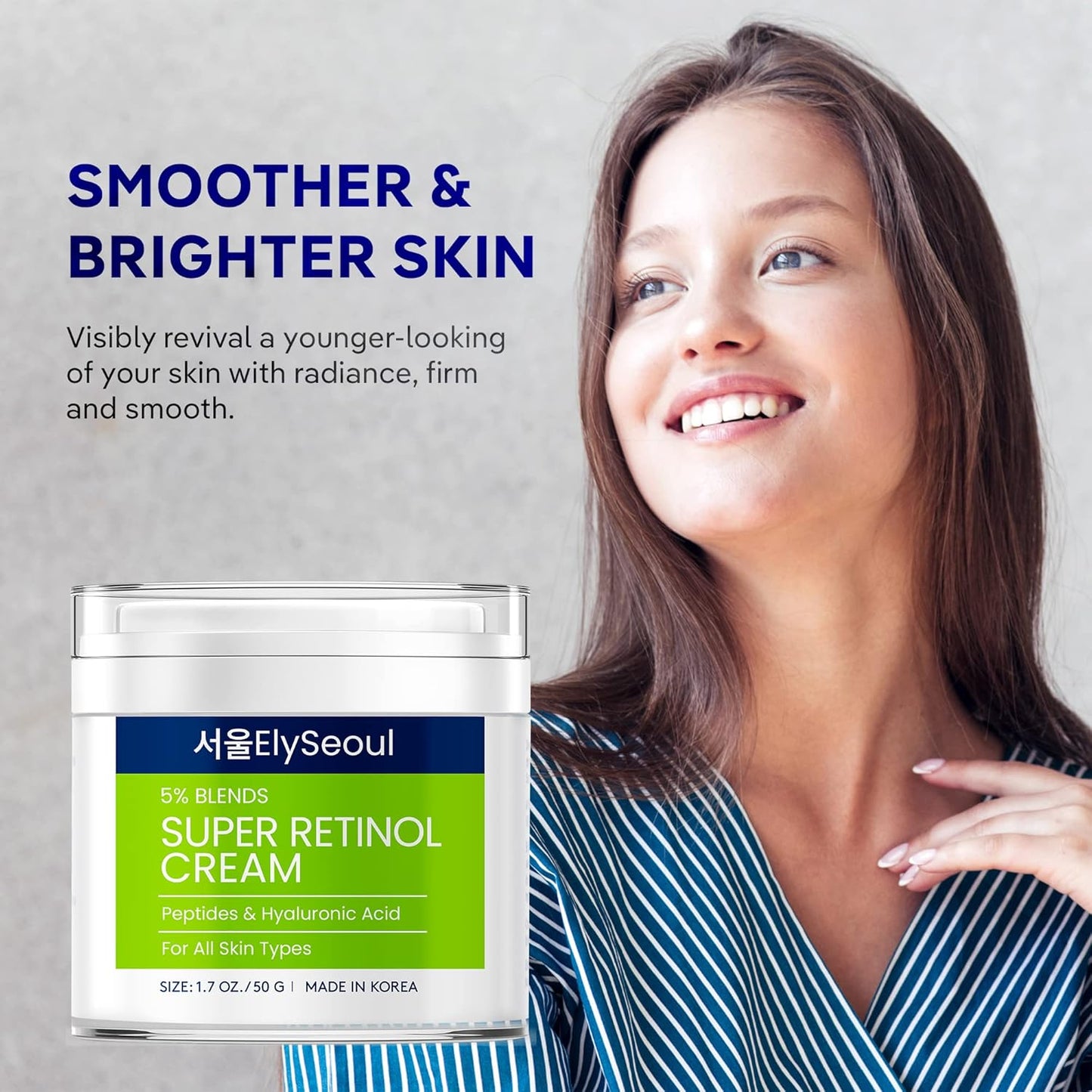 Korean 6-in-1 Men's Face Cream - Anti-Aging Moisturizer for Wrinkles, Dark Circles & Puffiness with Retinol & Hyaluronic Acid, 1.7 oz