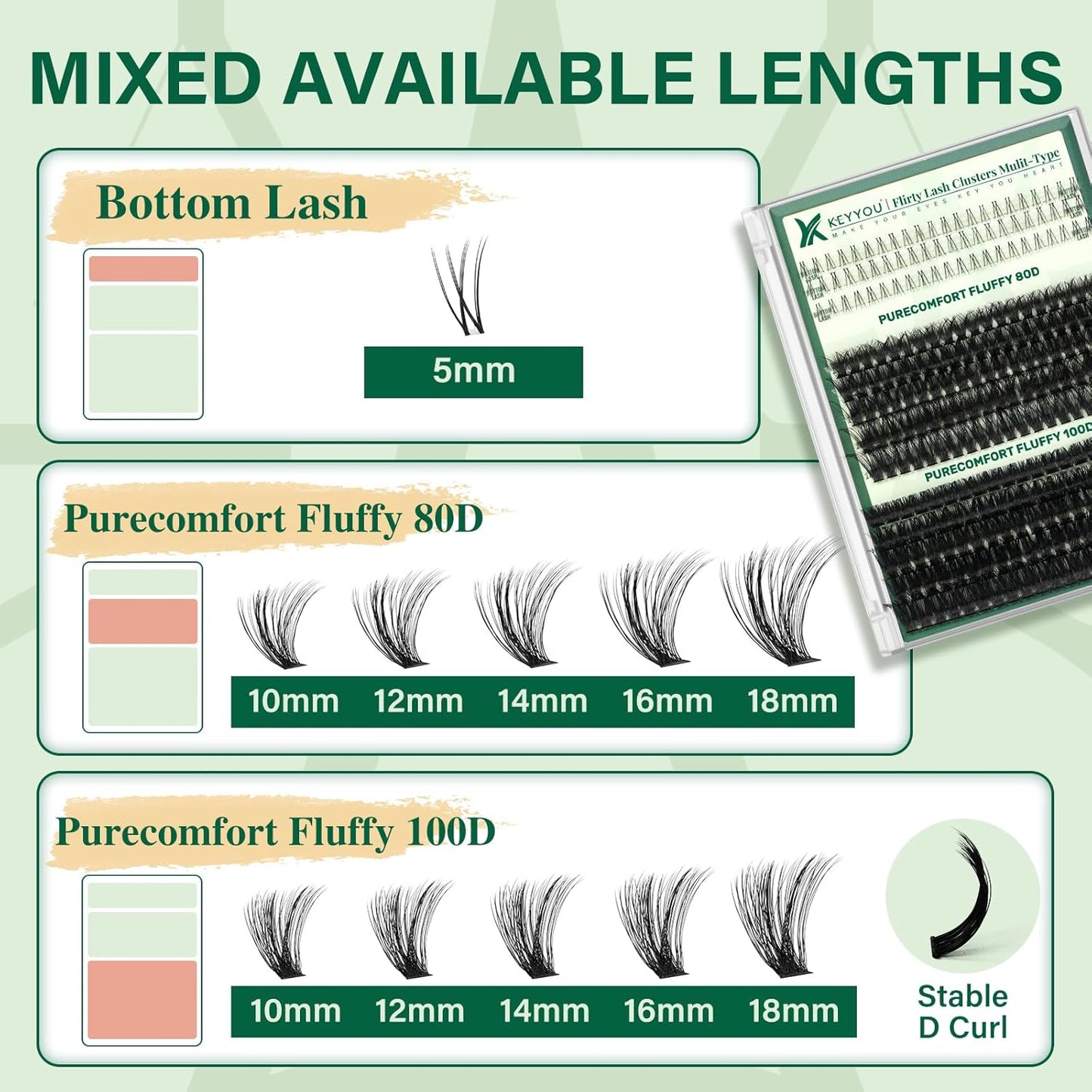 DIY Lash Extension Kit - 280 Soft Cluster Lashes, 100D Curl, Easy Application with Bond & Seal