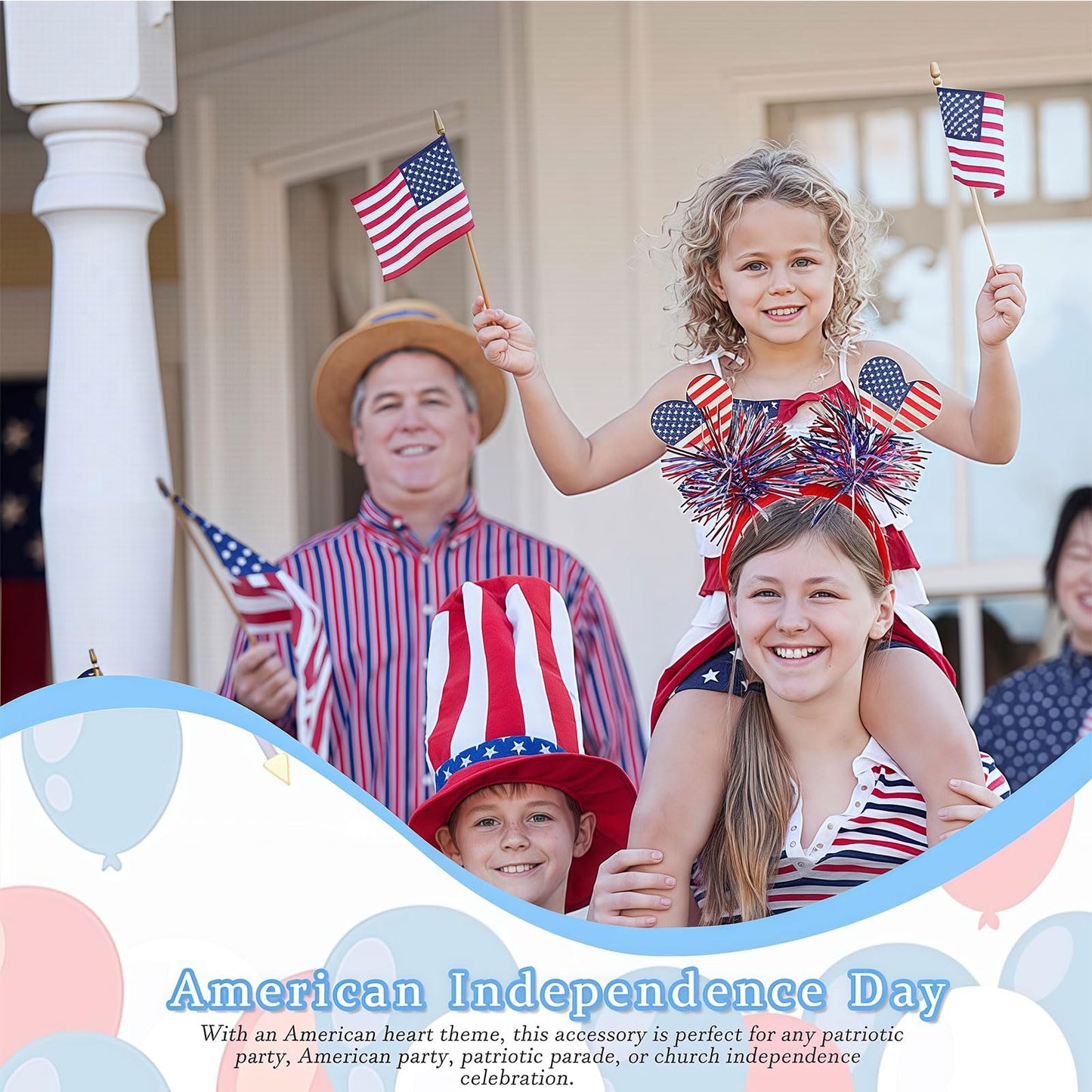 Patriotic Headband 1Pcs, 4th of July Hair Accessories And Patriotic Party Supplies, Red White And Blue Decorations for Adult Kids, Heart with USA Flag Ribbon Designs