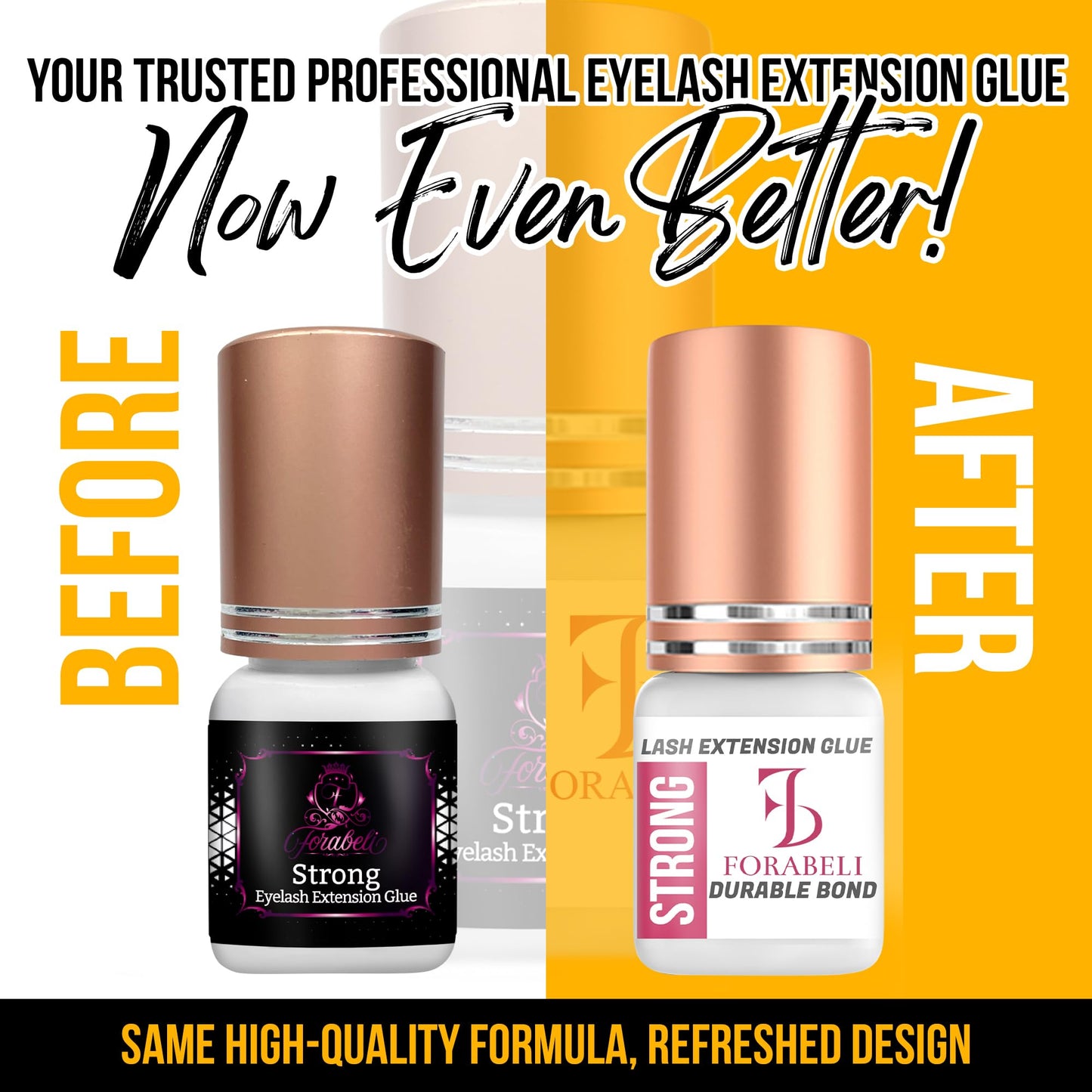 Forabeli Strong Lash Extension Glue, 2–3 Sec Dry, 6 Week Retention, Seamless Integration, Fast-Dry Professional Eyelash Extension Glue, Lash Adhesive for Eyelash Extensions