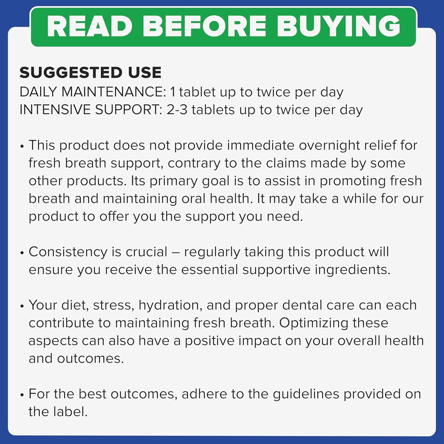 Oral Probiotics for Bad Breath Treatment - Dental Health Lozenges for Adults - 60 Peppermint Chews