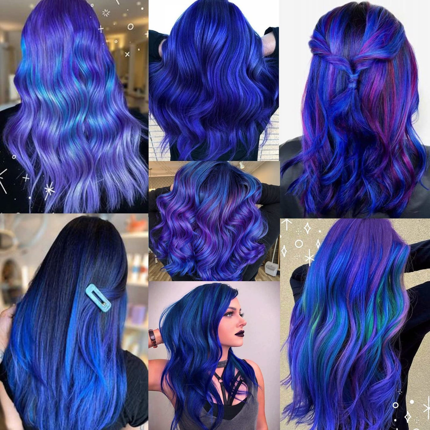 12 PCS Blue Hair Extensions Clip in, Colored Party Highlights Extension for Kids Girls Synthetic Hairpiece Straight 22 inch