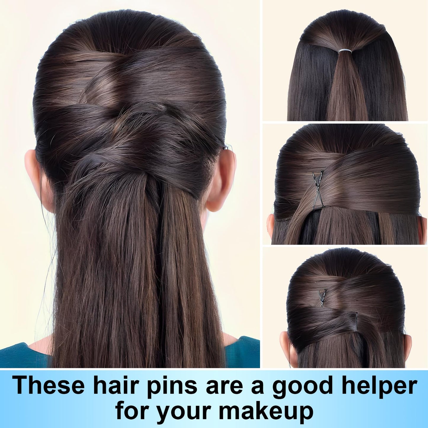 Bobby Pins 300 Pcs, Bobby Pins Black 2Inches, Fosvrde Reusable Invisible Wave Non Slip Hair Pins, for Girls, and Women, Bulk With Storage Box
