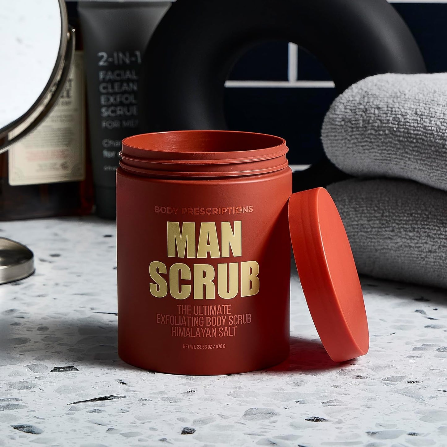 Men’s Charcoal Exfoliating Body Scrub – 21oz Cleansing Wash for All Skin Types