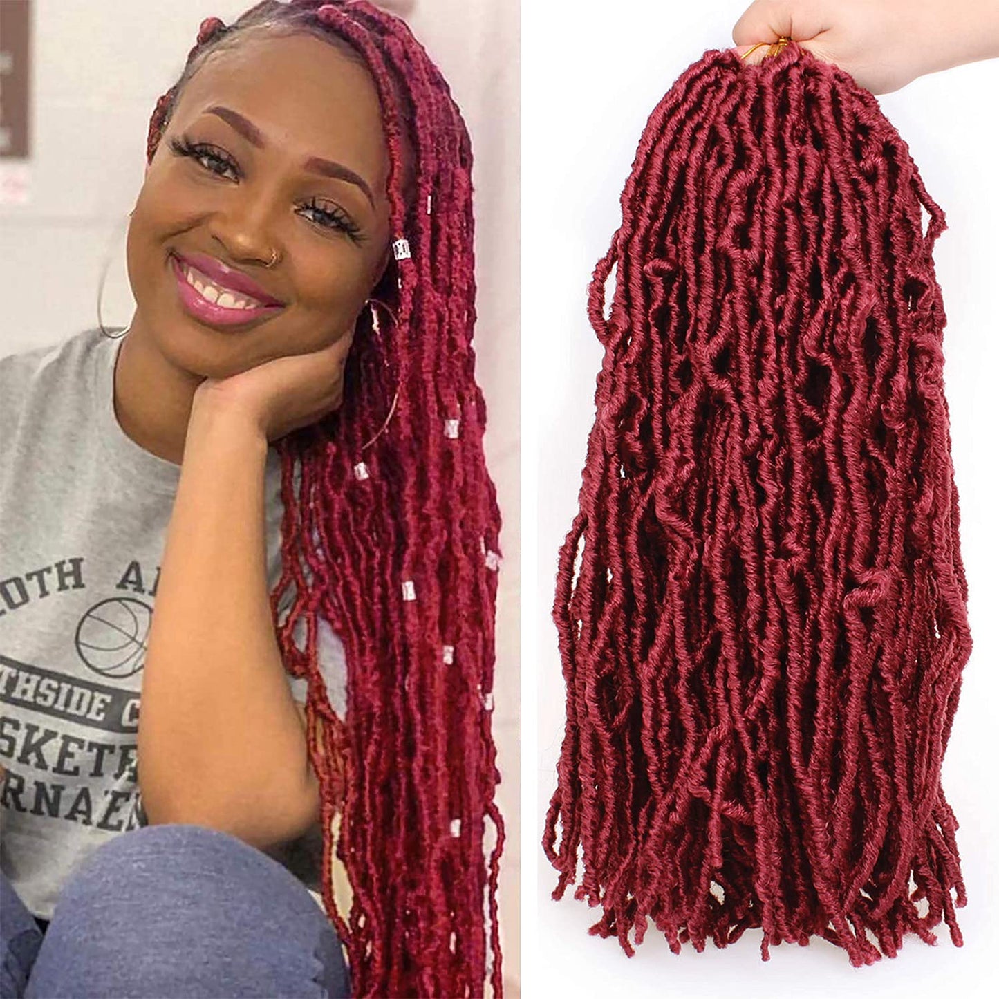 Faux Locs Crochet Hair - 18 Inch Pre-Looped 7 Packs Soft Natural Black Goddess Locs for Women