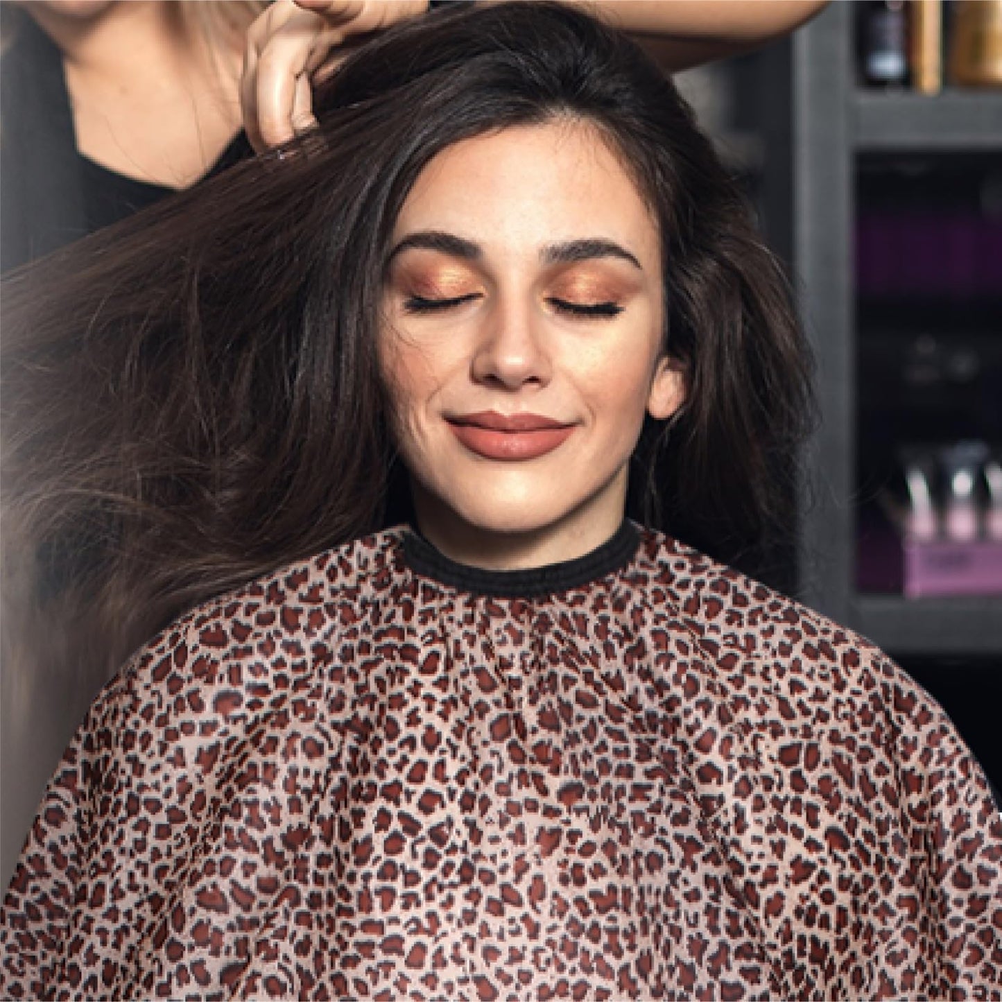 Waterproof Leopard Hair Cutting Cape - 64" x 56" Salon Cape with Adjustable Neckline for Professional Stylists and Home Use