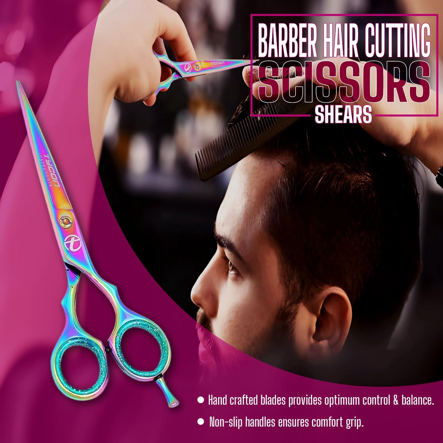 Tycon Hair Cutting Scissors Professional 6" – Japanese Stainless Steel, 2.7" Razor Edge Blade Barber Scissors – Ergonomic design - Precision Hair Scissors for Smooth Cutting - Salon & Personal Use