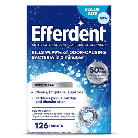 Efferdent Deep Clean, Retainer Cleaning Tablets, Denture Cleanser Tablets for Dental Appliances, 126 Count