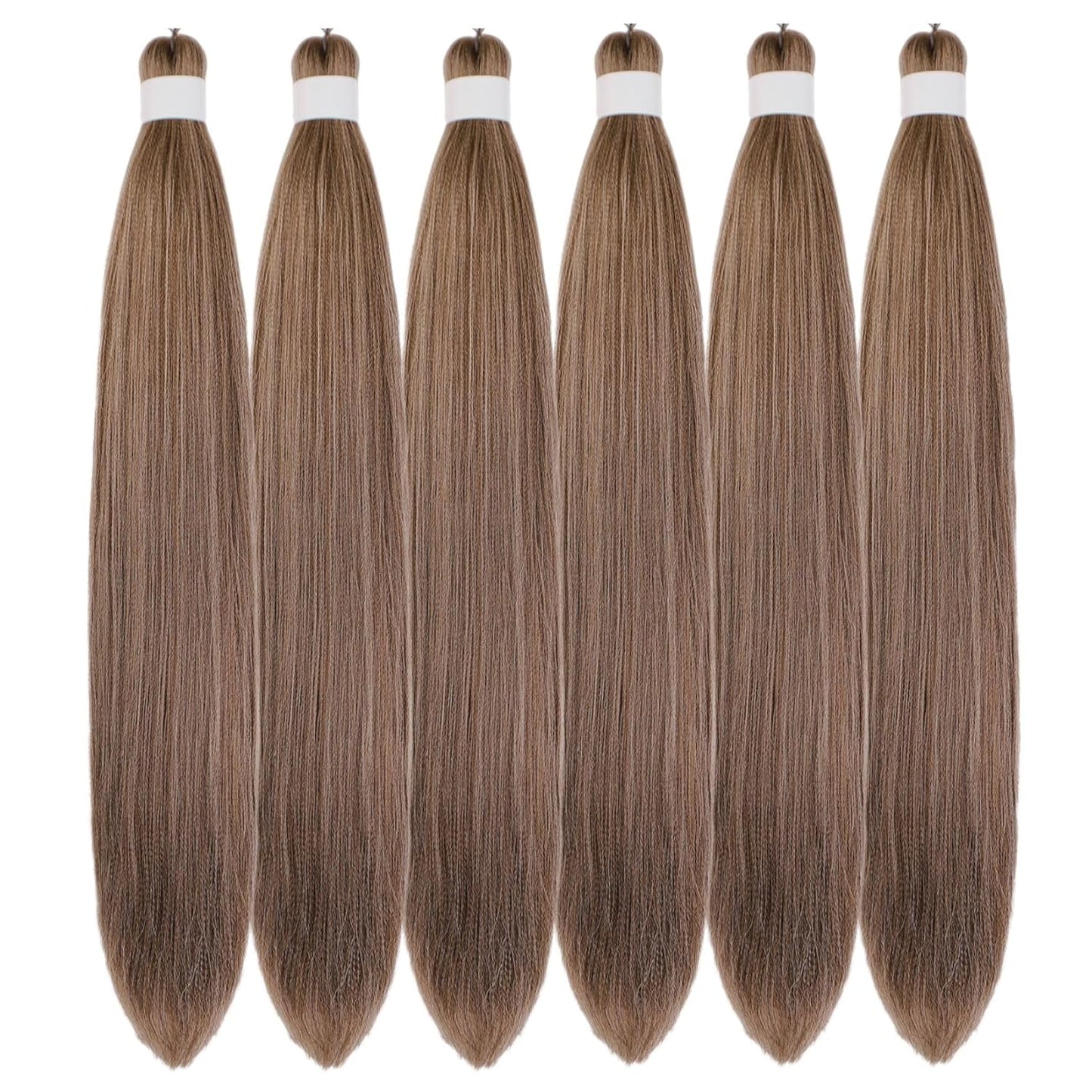 Ash Brown Pre-Stretched Knotless Braiding Hair Extensions - 6 Packs Synthetic Box Braids