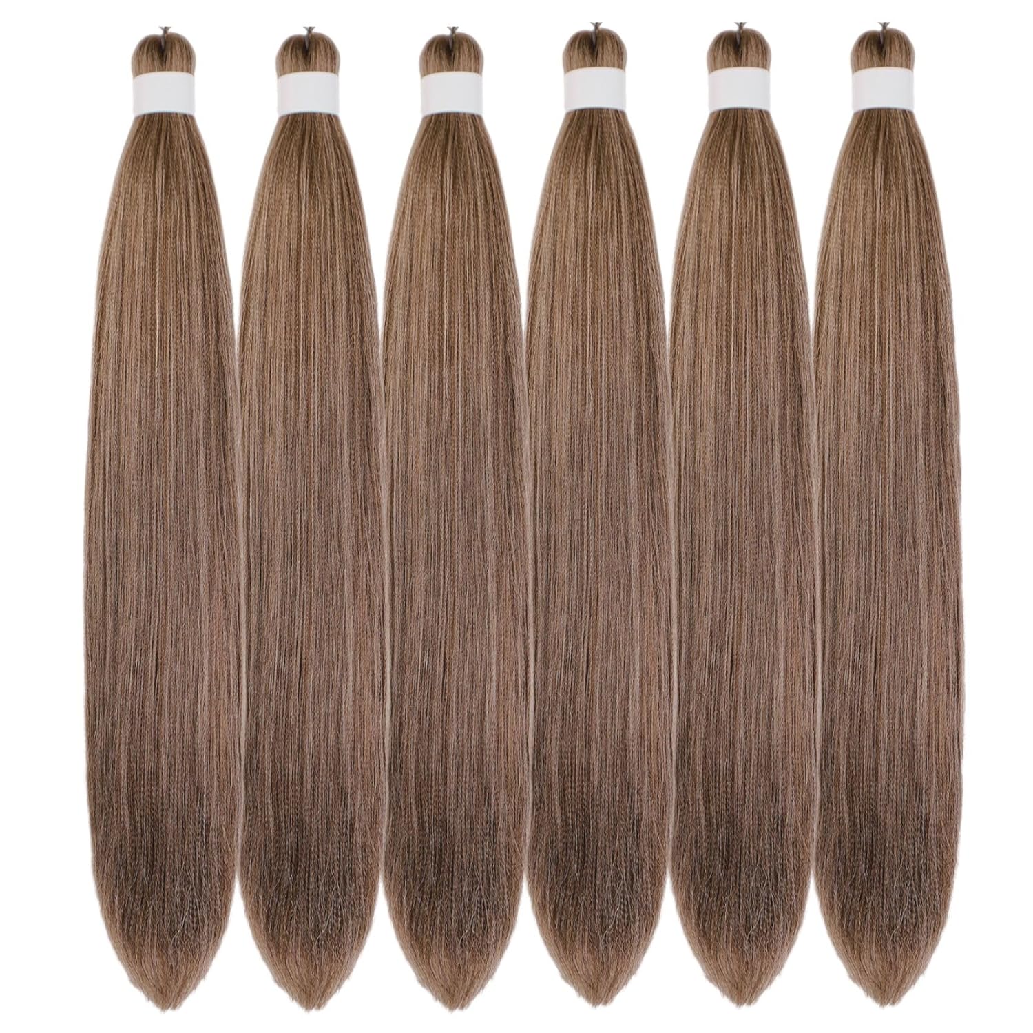 Ash Brown Pre-Stretched Knotless Braiding Hair Extensions - 6 Packs Synthetic Box Braids