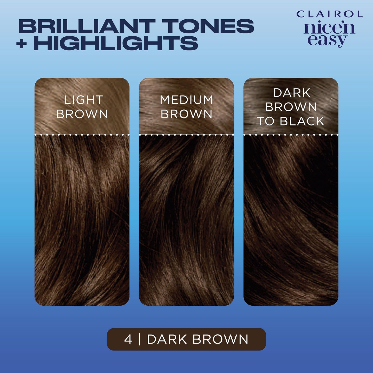 Clairol Nice'n Easy Permanent Hair Dye, 4 Dark Brown Hair Color, Pack of 3