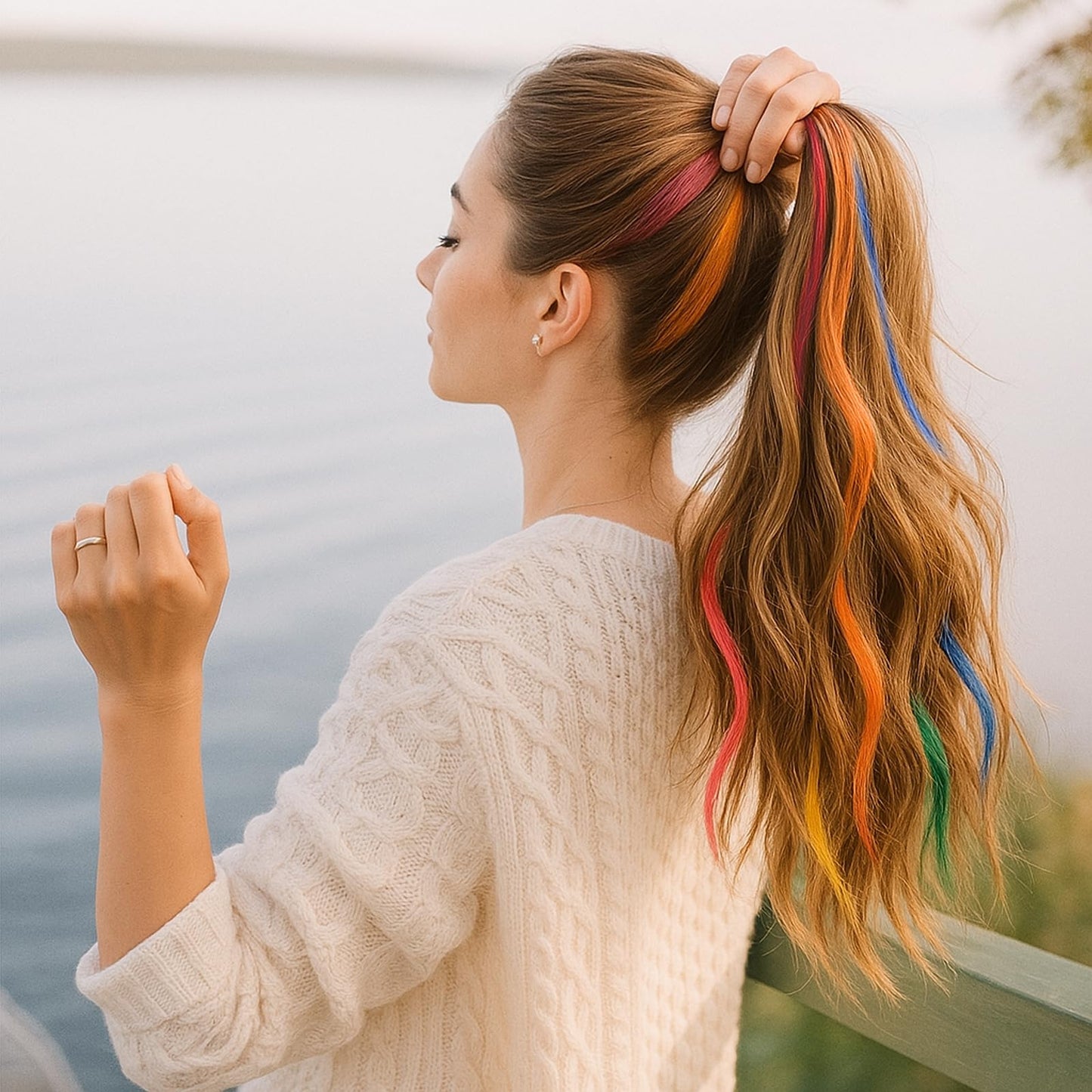 32 PCS Clip in Colored Hair Extensions for Kids, 20 Inches Rainbow Long Straight Hairpieces Synthetic,BEAHOT Hair Extensions-Pretty Gift for Cosplay Dress Up Fashion Party Birthday(32 Colors)