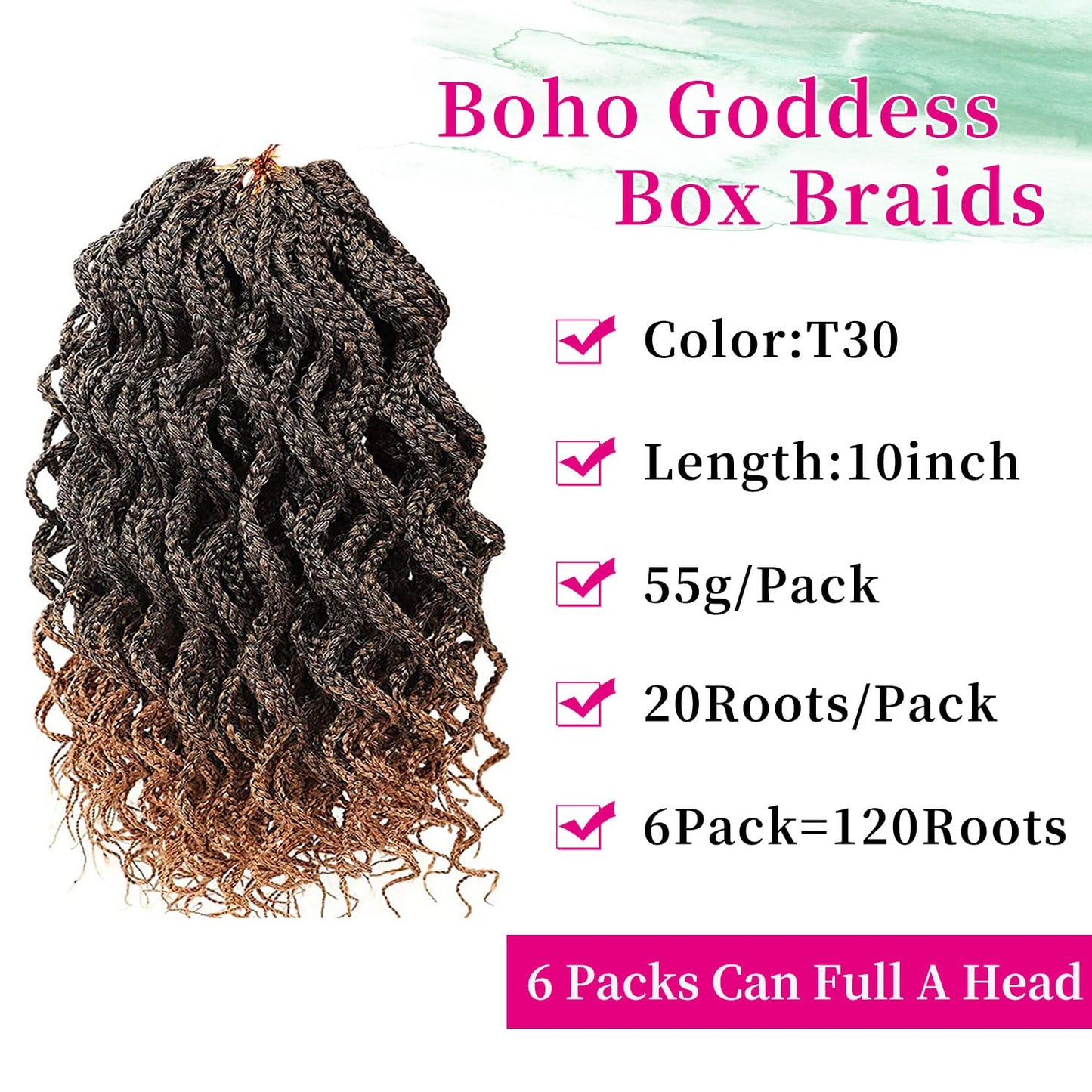 10 Inch Brown Short Curly Crochet Locs Box Braids Hair Extensions
