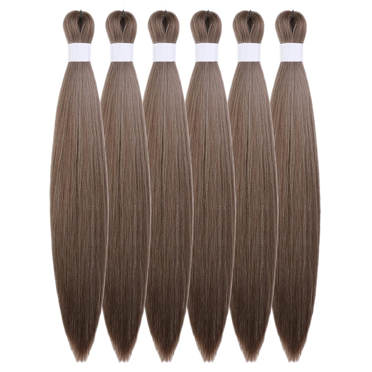Ash Brown Pre-Stretched Knotless Braiding Hair Extensions - 6 Packs Synthetic Box Braids