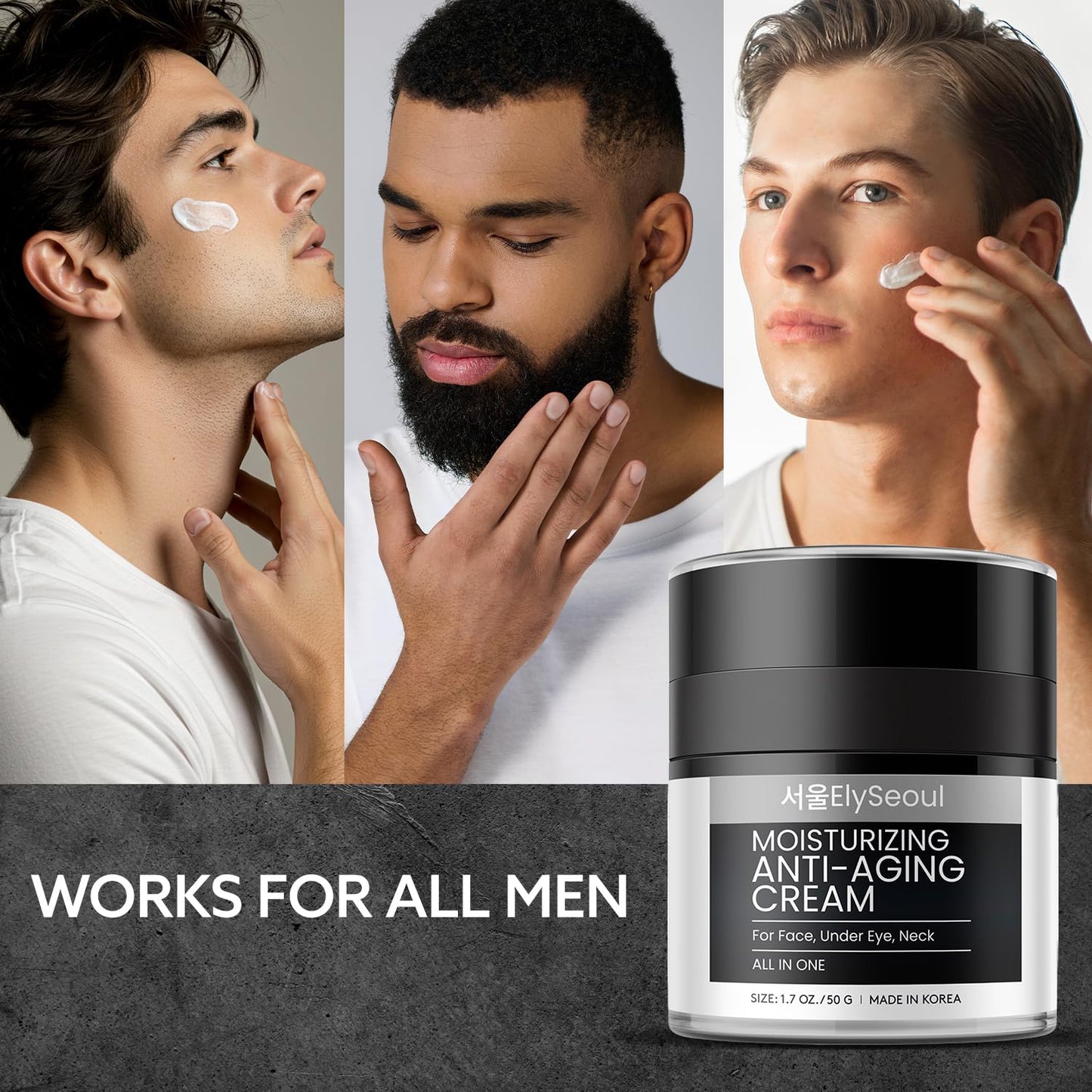 Korean 6-in-1 Men's Face Cream - Anti-Aging Moisturizer for Wrinkles, Dark Circles & Puffiness with Retinol & Hyaluronic Acid, 1.7 oz