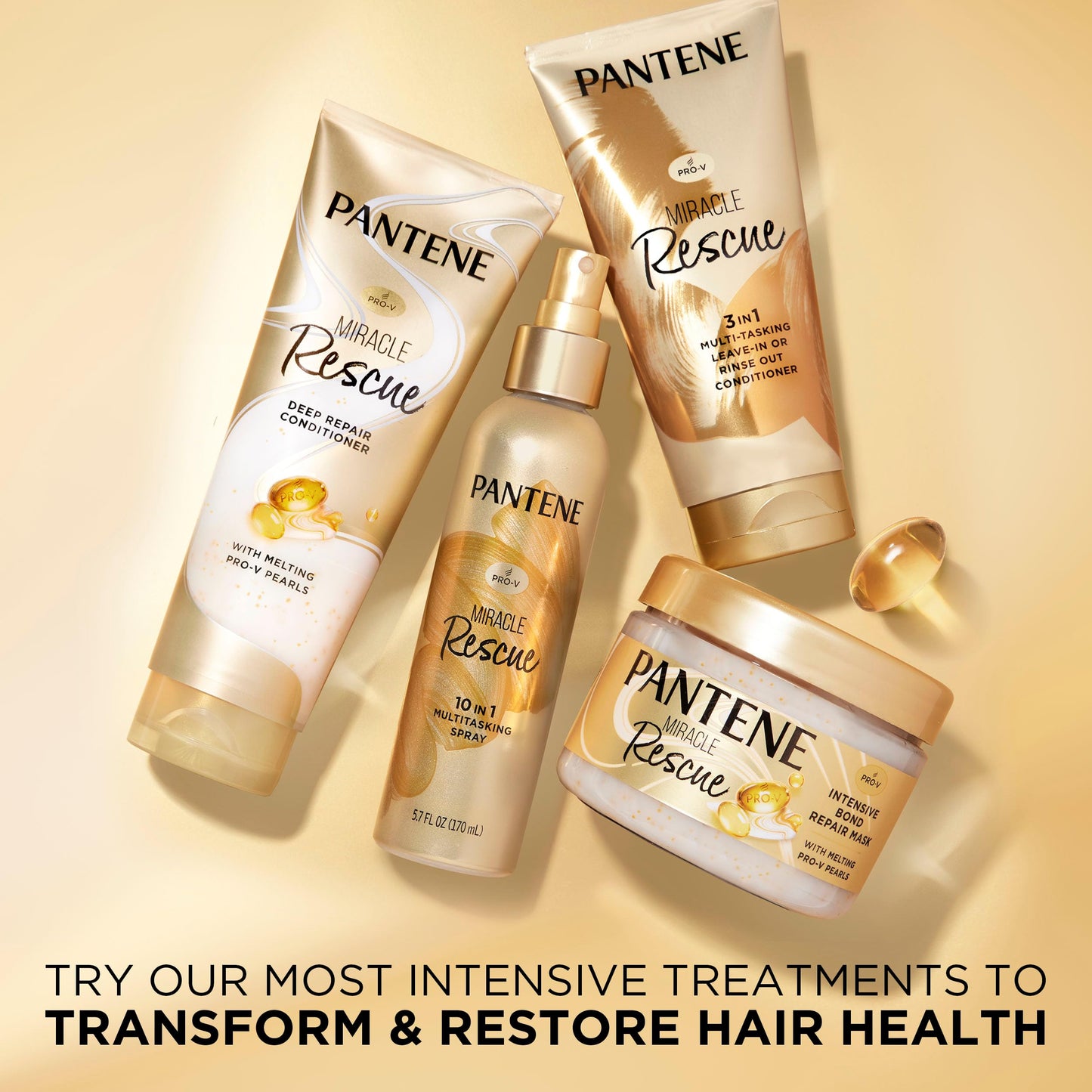 Pantene Miracle Rescue Hair Mask, Intensive Bond Repair with Melting Pro-V Pearls, Melts Away Damage, Builds Bonds, Strengthens Against Damage, Deep Conditioning for Dry Damaged Hair, 10.1 fl oz