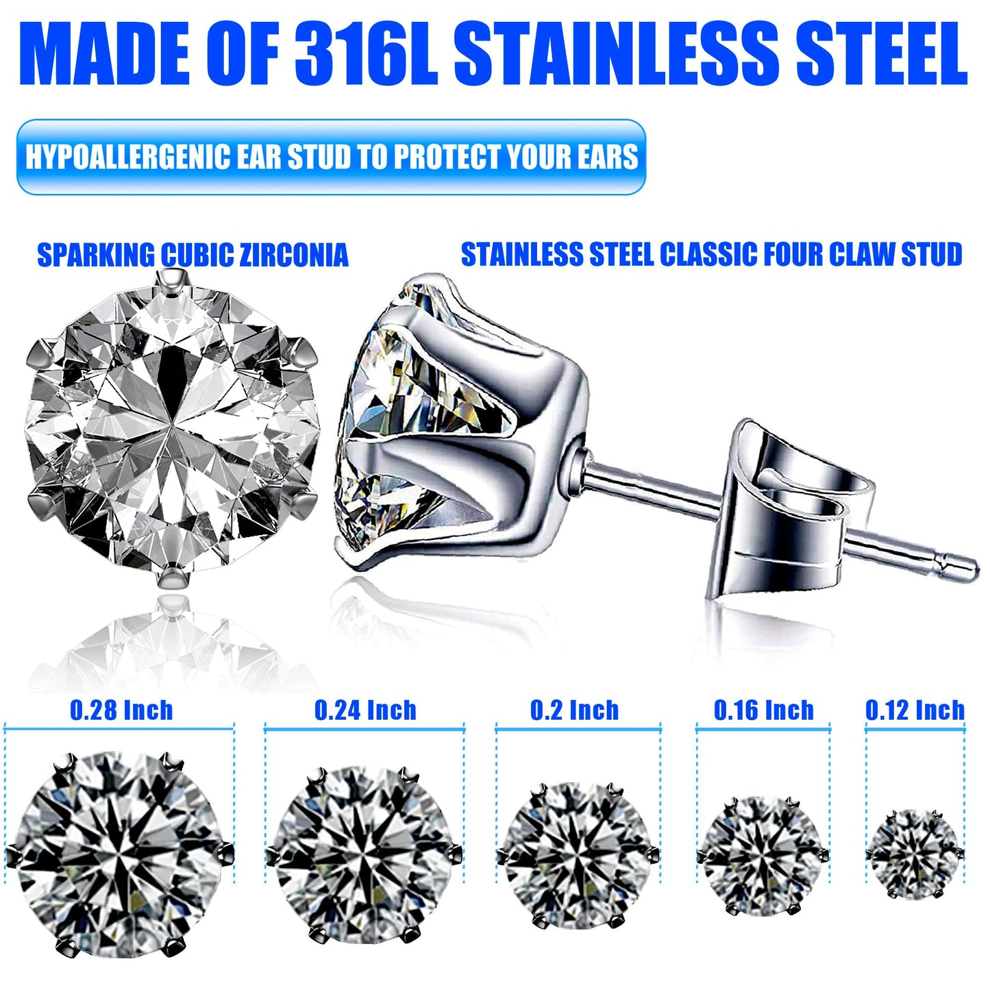 YINPAD Ear piercing gun, Reusable Professional Ear Piercing Kits, 24 Surgical Grade Anti-sensitive Piercing Earrings, 10 Cubic Zirconia Fashion Earrings, 24 Alcohol Cotton Sheets (silver)